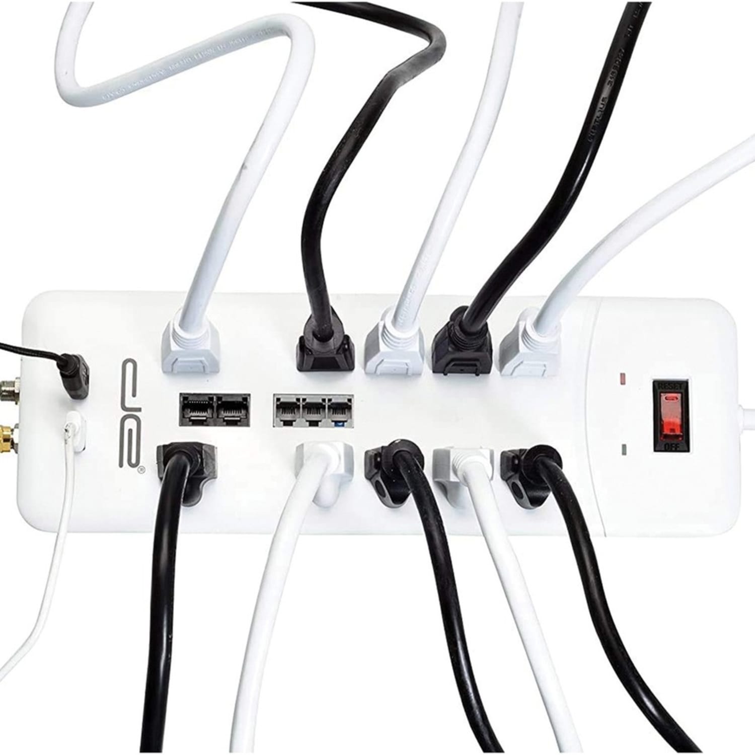 Digital Energy World 12-Outlets Surge Suppressor/Protector - 10 x AC Power, 2 x USB - 1875 VA - 3500 J - 120 V AC Input - DSL, Modem, Phone, Coaxial, Ethernet - 8 ft - Image 5