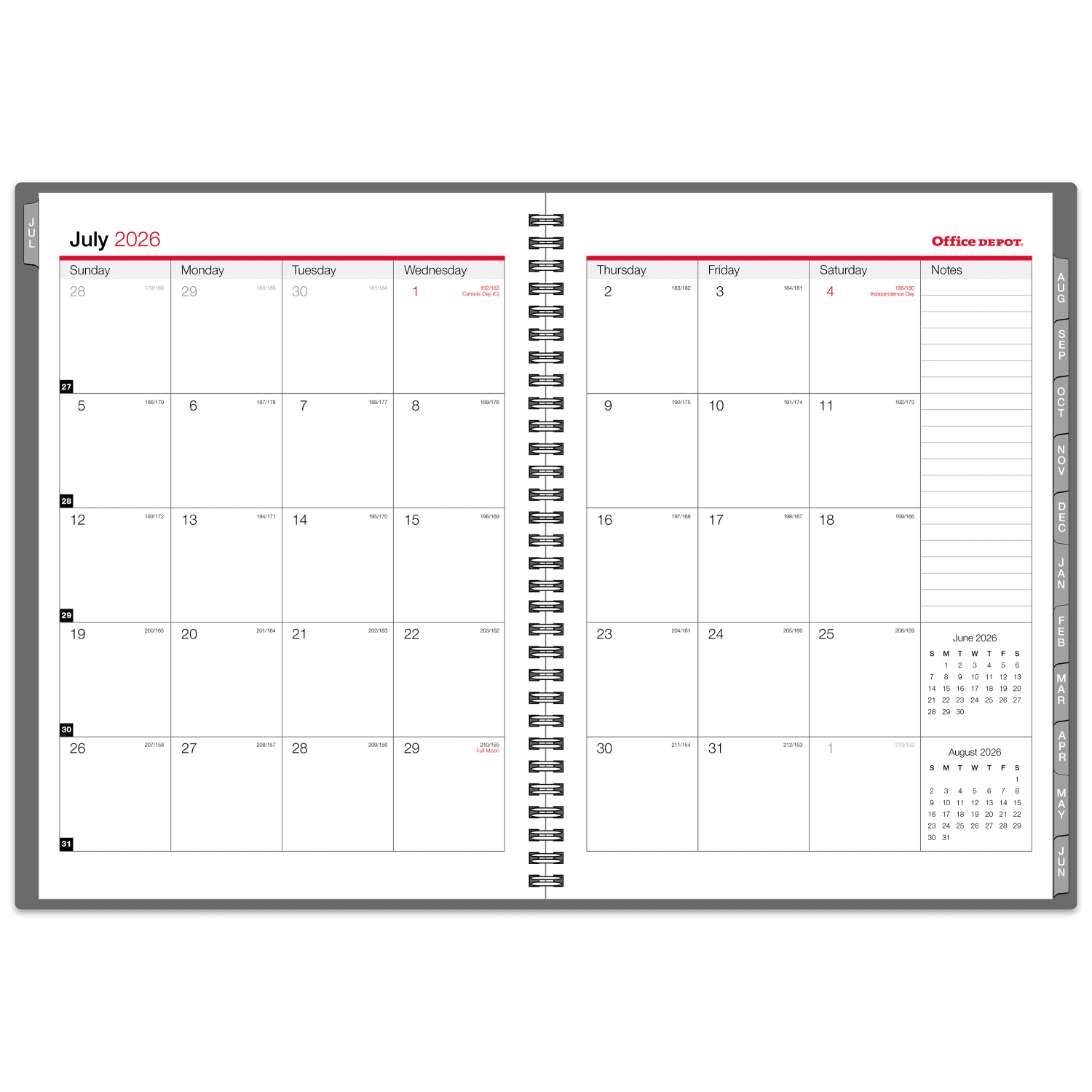 2026-2027 Office Depot Brand Weekly/Monthly Academic Planner, 8-1/2in x 11in, 30% Recycled, Gray, July 2026 To June 2027 - Image 3