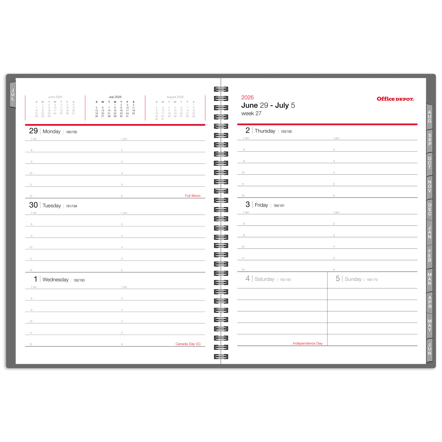 2026-2027 Office Depot Brand Weekly/Monthly Academic Planner, 8-1/2in x 11in, 30% Recycled, Gray, July 2026 To June 2027 - Image 4