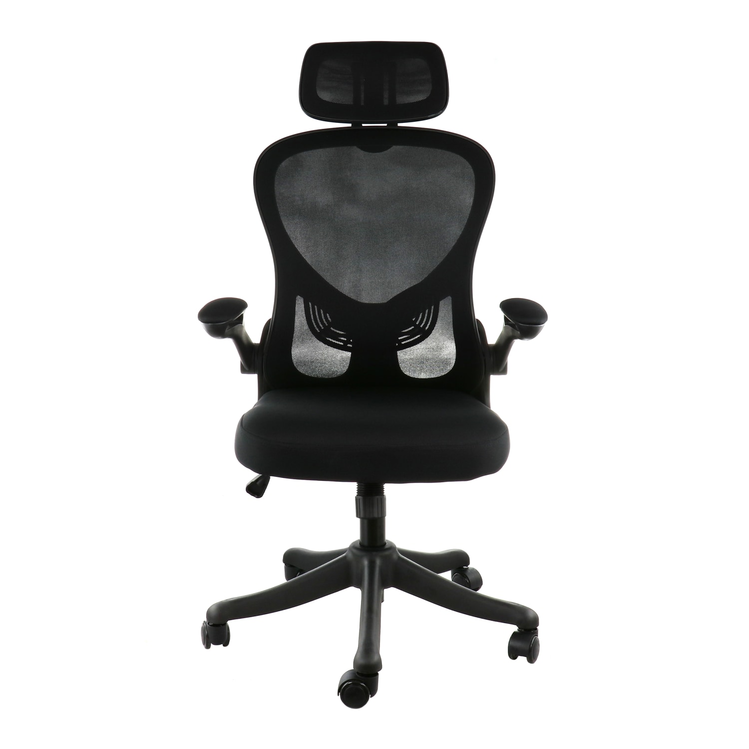 Elama Mesh/Fabric High-Back Adjustable Office Task Chair, Black/Gray - Image 3