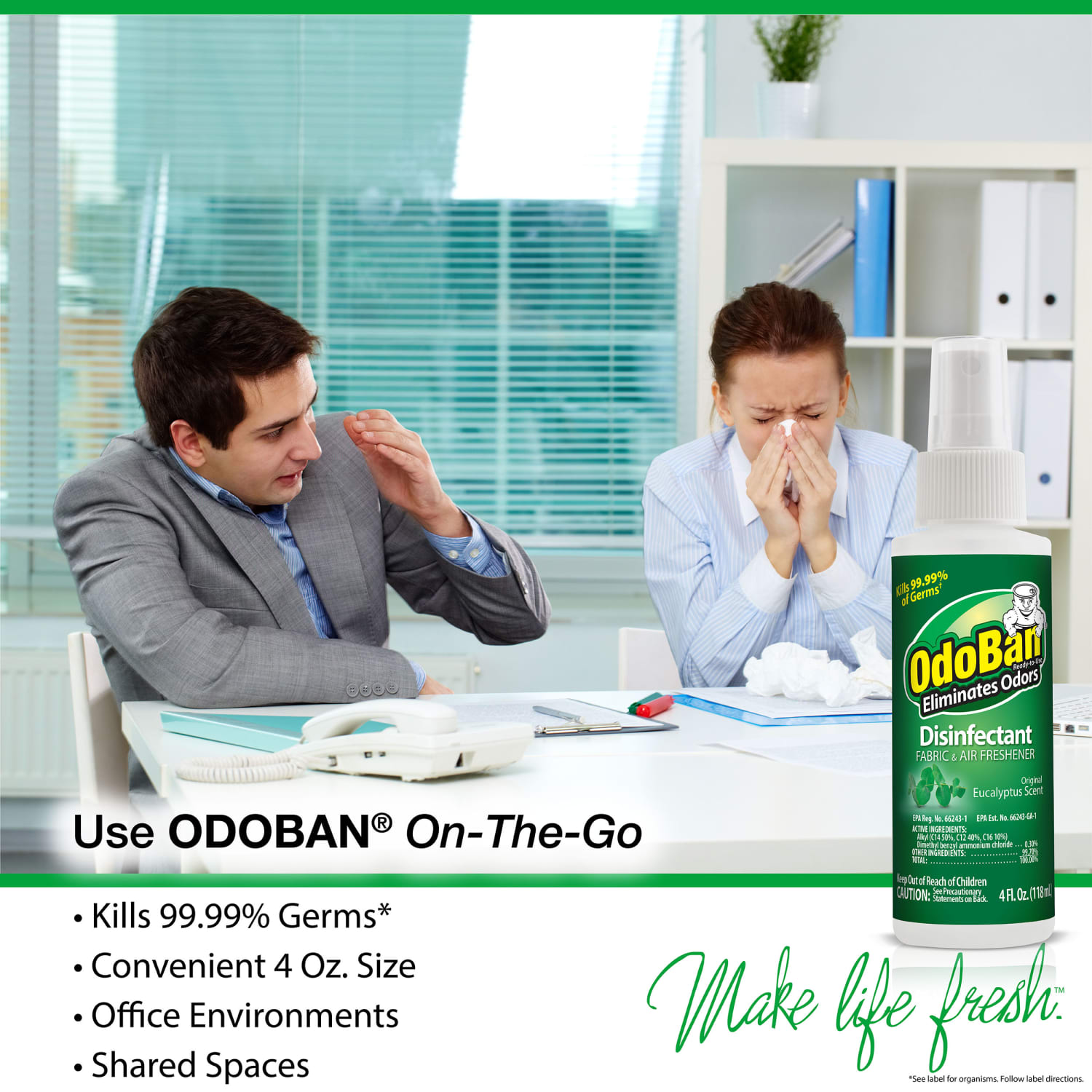 OdoBan Odor Eliminator Disinfectant Spray, Eucalyptus, 4 Oz, Pack Of 24 Bottles - Image 6