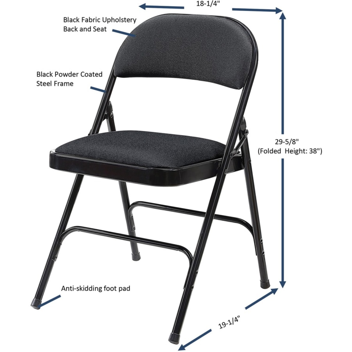 Lorell Padded Seat Steel Folding Chair Black Set Of 4 PopularChairscom