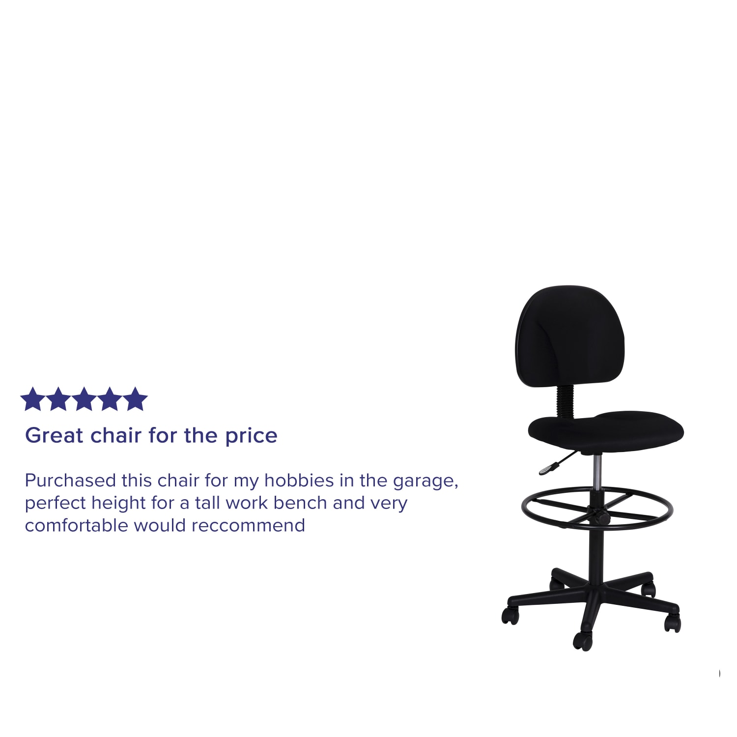 Flash Furniture Fabric Drafting Chair, Black - Image 5
