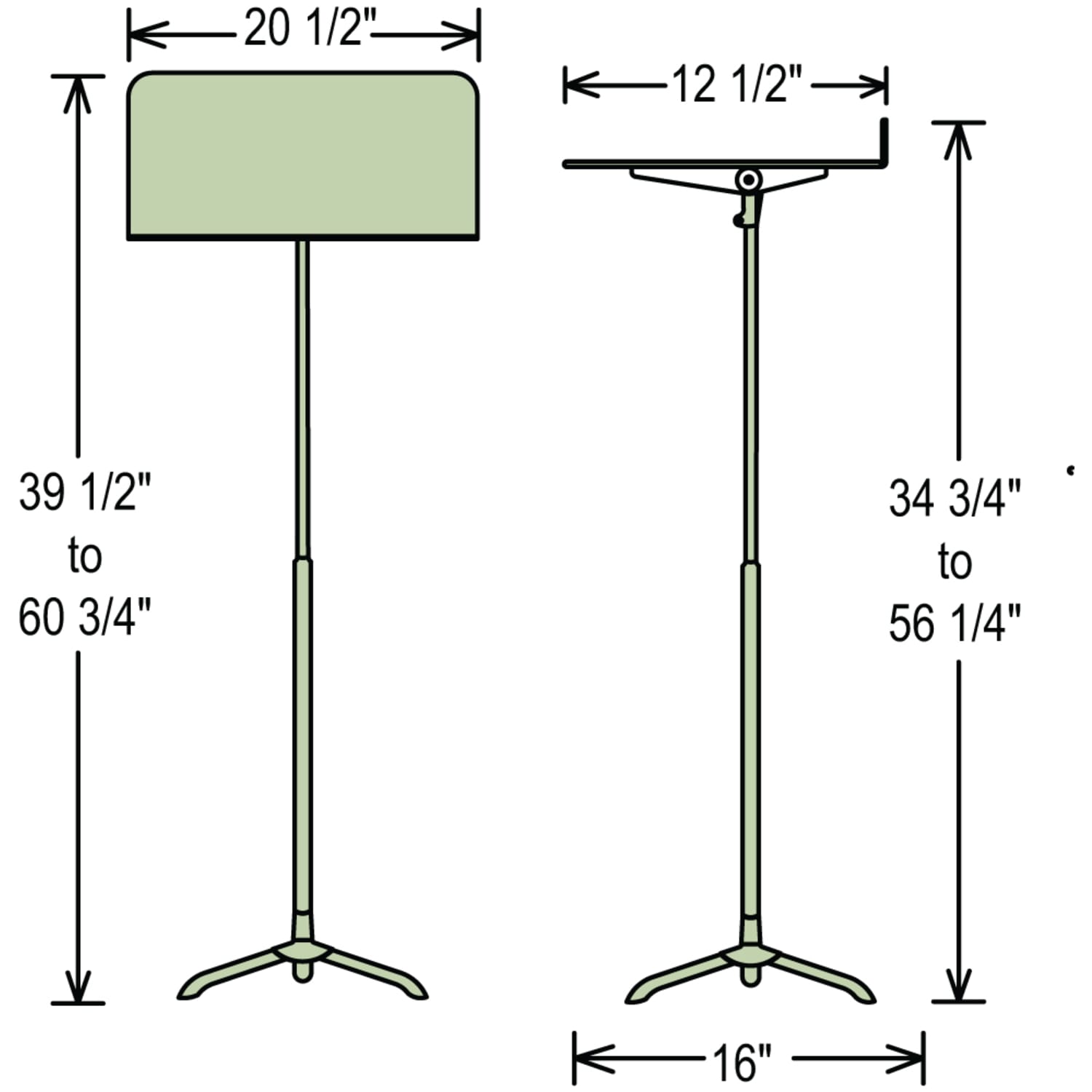National Public Seating Melody Music Stand, 46inH x 20-1/2inW x 12-1/2inD, Black - Image 4