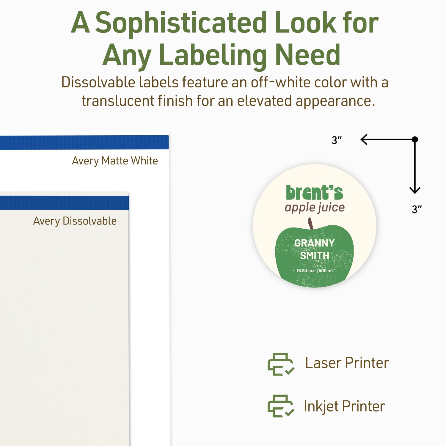 Avery Print-to-the-Edge Dissolvable Labels With Sure Feed Technology, 94513-DWMP10, Round, 3in, Matte Off-White, Pack Of 60 - Image 5