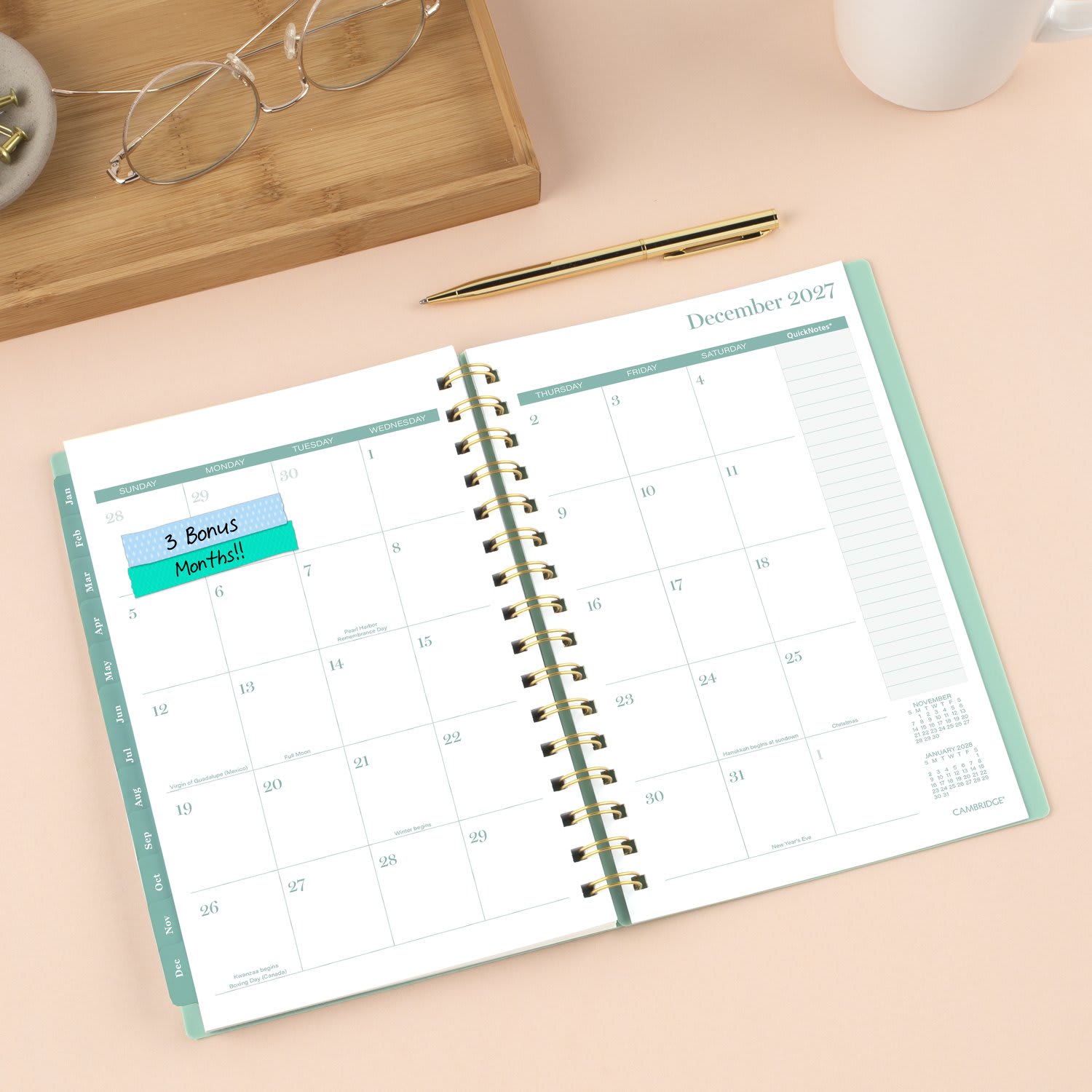 Mead Cambridge Glimmer 2027 Weekly Monthly Planner, Small, 5 1/2in x 8 1/2in - Image 4
