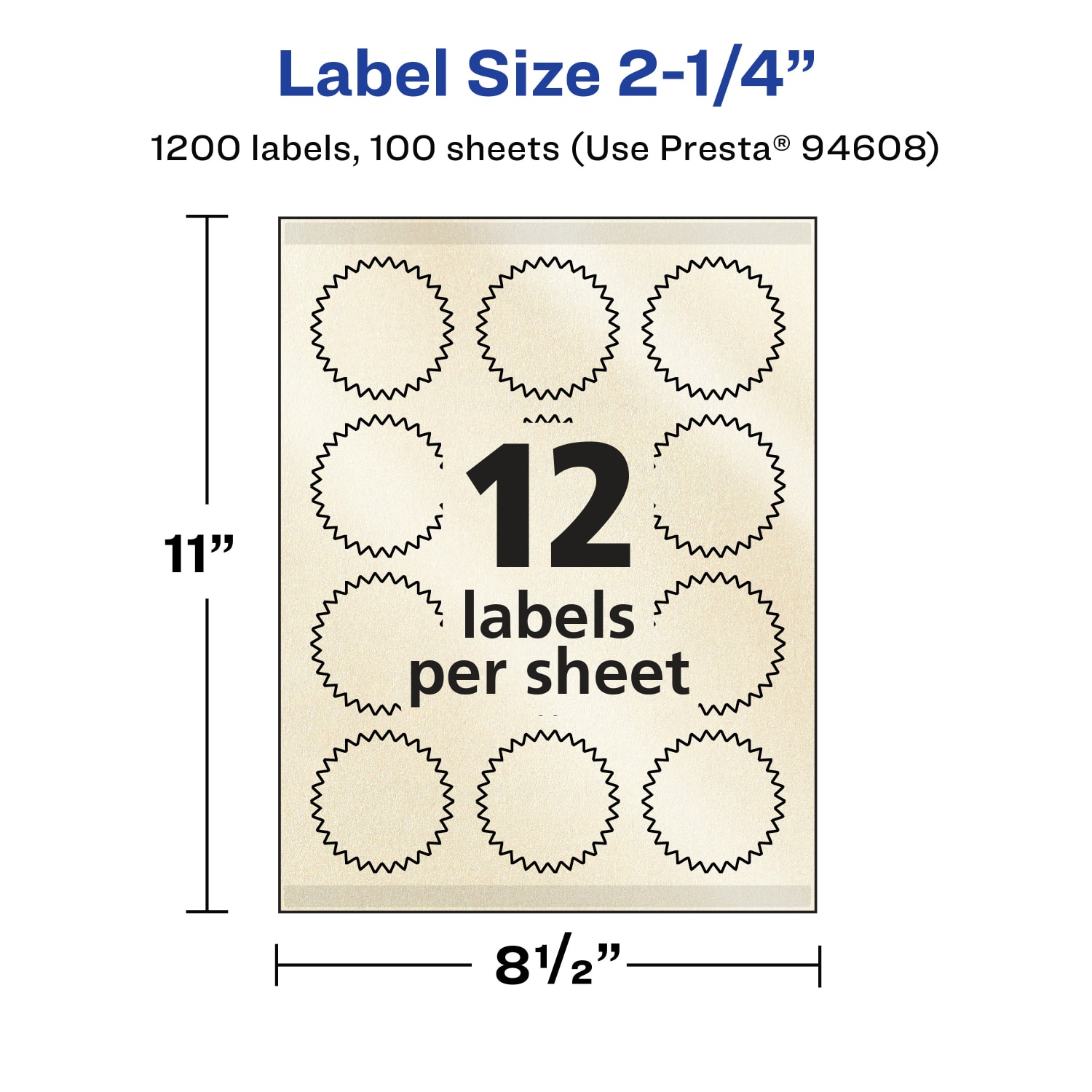Avery Pearlized Permanent Labels With Sure Feed, 94608-PIP100, Starburst, 2-1/4in, Ivory, Pack Of 1,200 Labels - Image 6