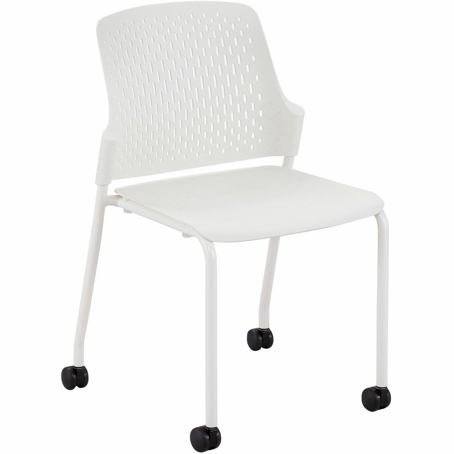Safco Next Stack Chairs With Casters White Set Of 4 Chairs PopularChairscom