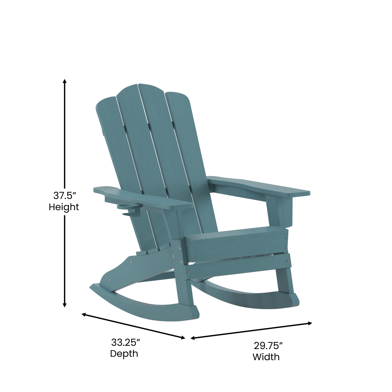 Flash Furniture Newport All-Weather Outdoor Furniture Adirondack Chair With Cup Holder, Blue - Image 6