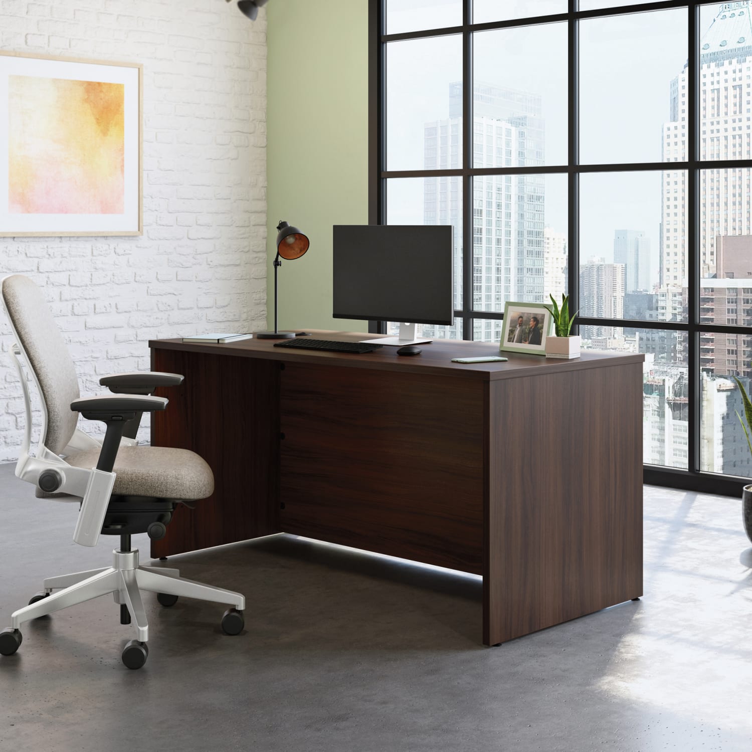 Sauder Affirm 59inW Computer Desk Shell, Noble Elm - Image 3