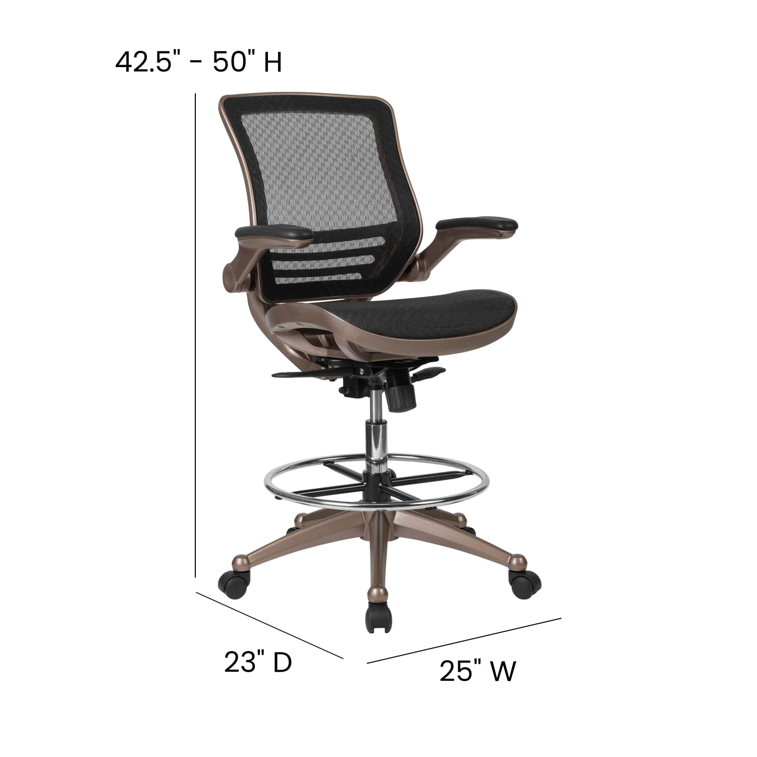 Flash Furniture MidBack Transparent Mesh Drafting Chair with FlipUp Arms BlackGold PopularChairscom Flash Furniture Mid Back Transparent Mesh Drafting Chair with Flip Up Arms BlackGold PopularChairscom