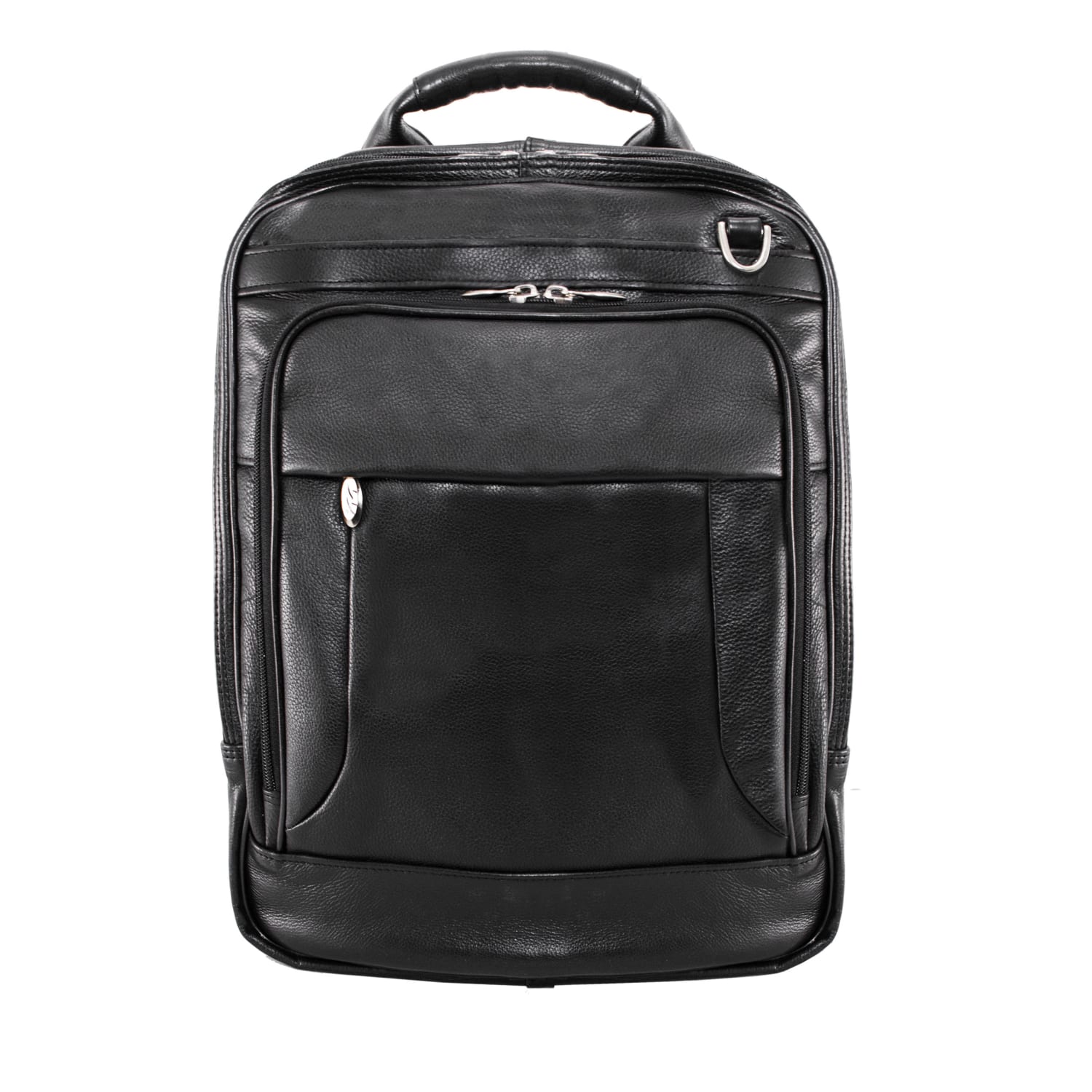 McKlein Lincoln Park Leather Convertible Computer Backpack, Black - Image 3