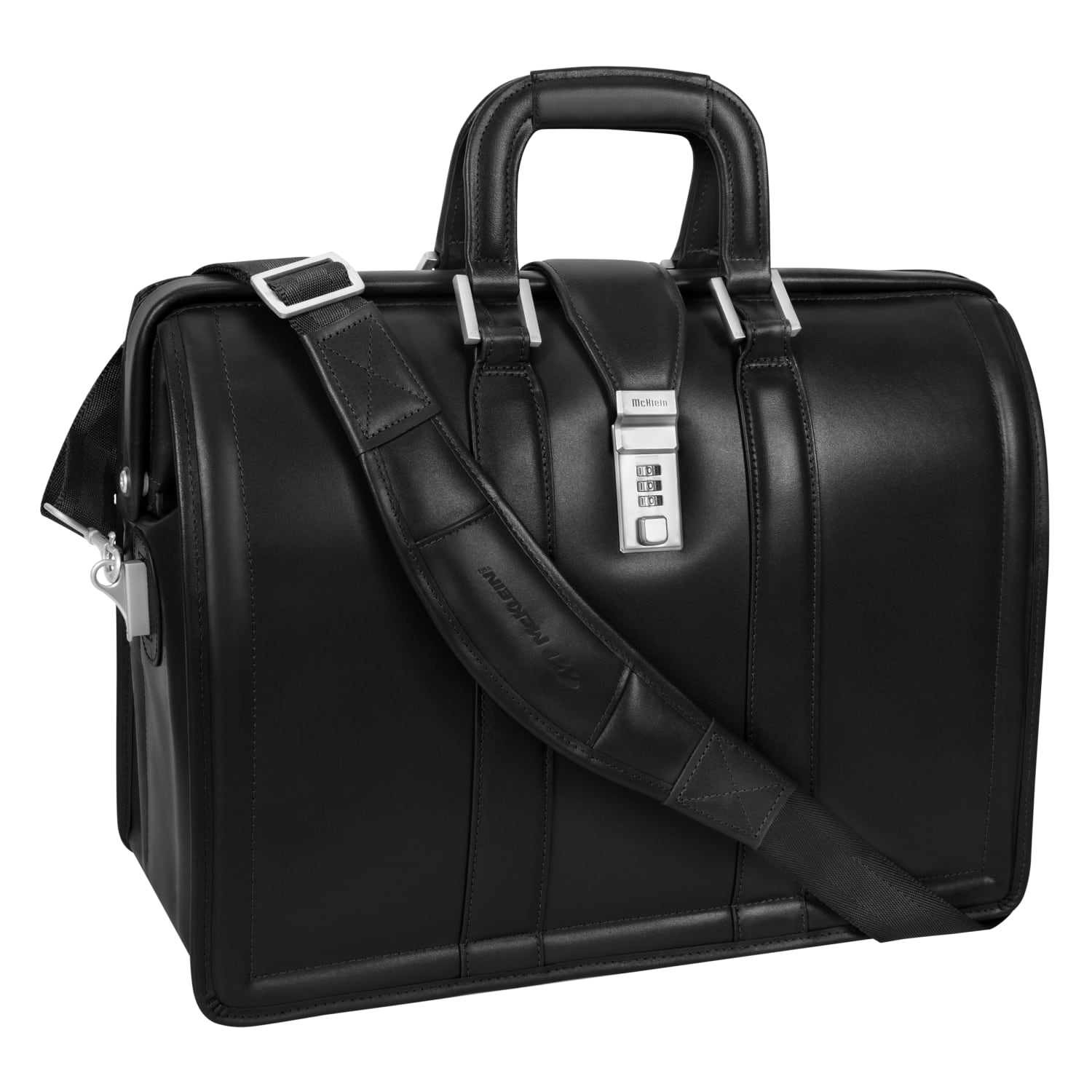 McKlein Morgan Leather Briefcase, Black - Image 4