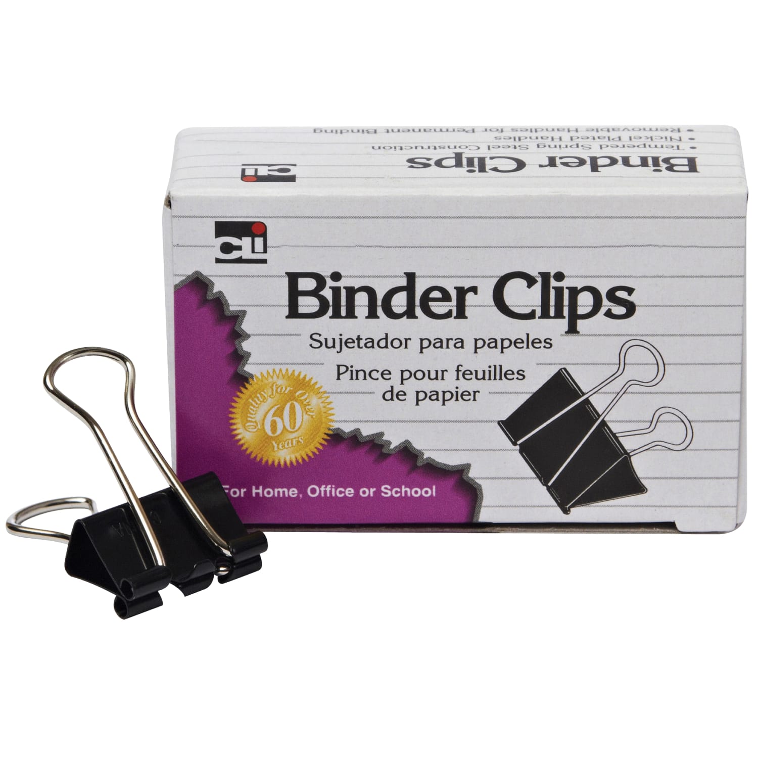 Charles Leonard Binder Clips, Large, 1in Capacity, Black/Silver, 12 Clips Per Box, Pack Of 10 Boxes - Image 3