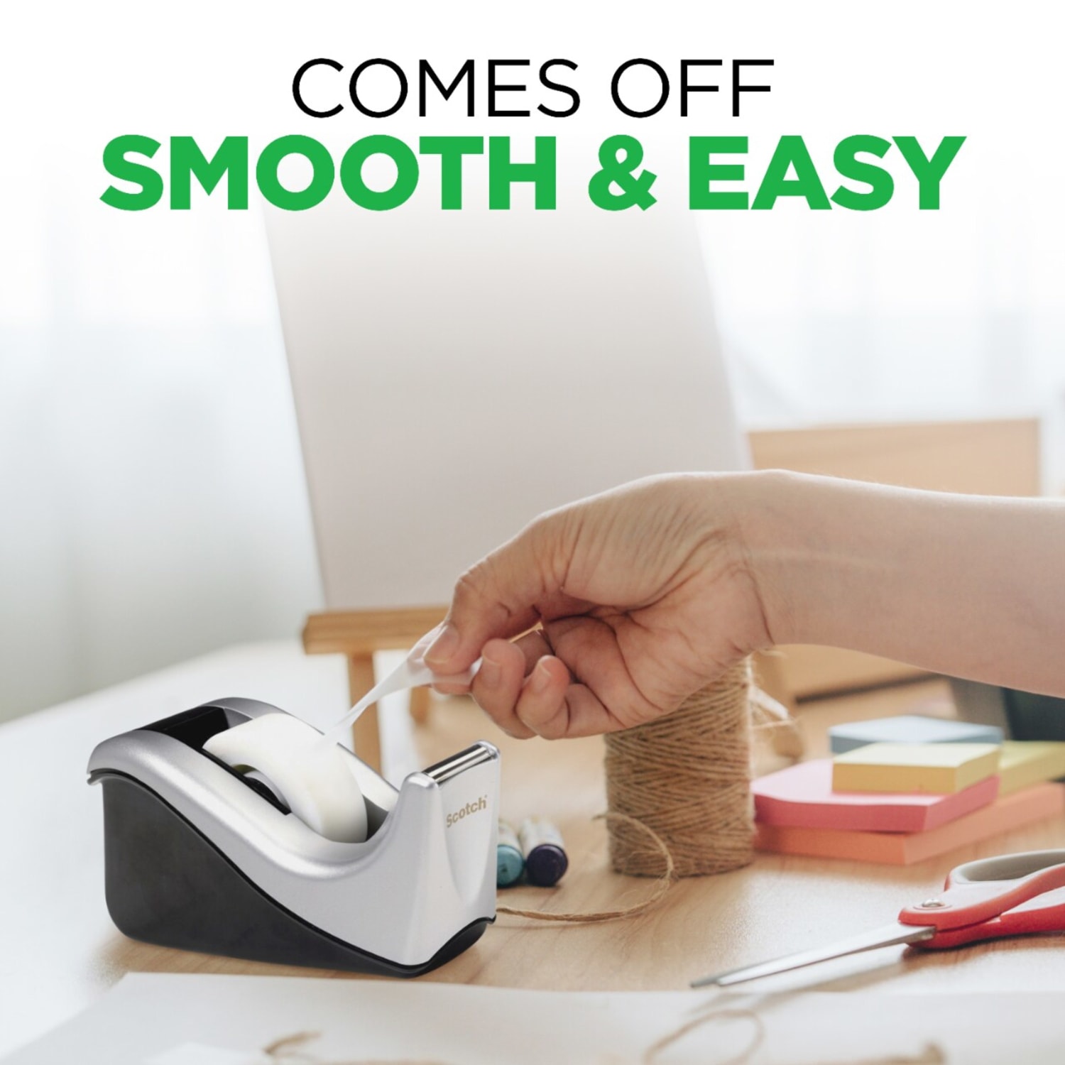 Scotch Desktop Tape Dispenser, 1 Dispenser, 1 in. Core, Black and Silver, Home Office Supplies and School Supplies for College and Classrooms - Image 5