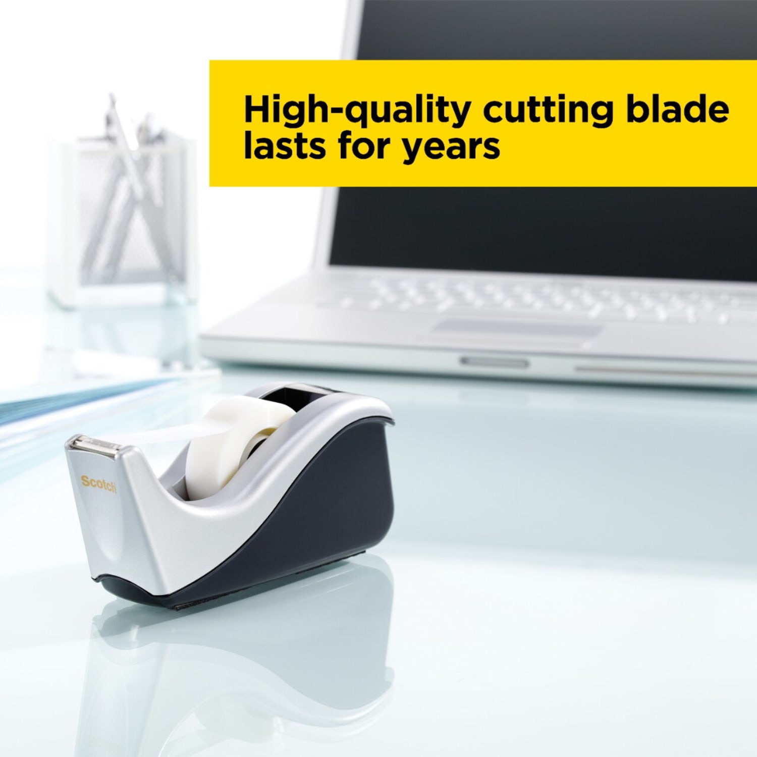 Scotch Desktop Tape Dispenser, 1 Dispenser, 1 in. Core, Black and Silver, Home Office Supplies and School Supplies for College and Classrooms - Image 6