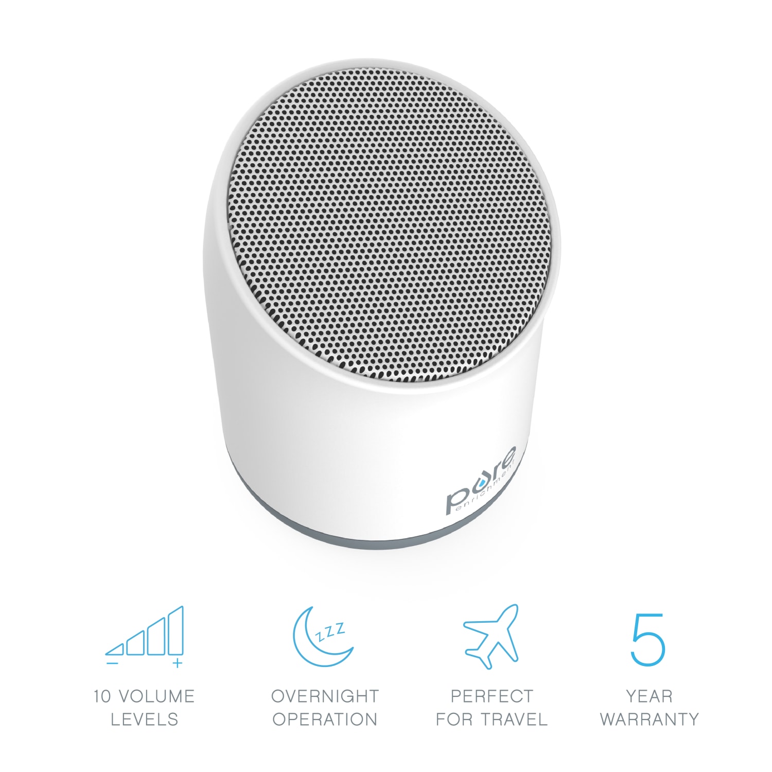 Pure Enrichment Wave Mini Wireless Travel Sound Machine, 2-1/2inH x 2-1/2inW x 3-1/4inD - Image 4