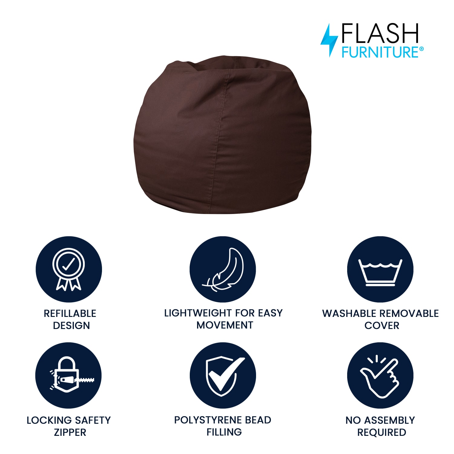 Flash Furniture Small Bean Bag Chair For Kids And Teens Brown PopularChairscom Flash Furniture Small Bean Bag Chair For Kids And Teens Brown PopularChairscom