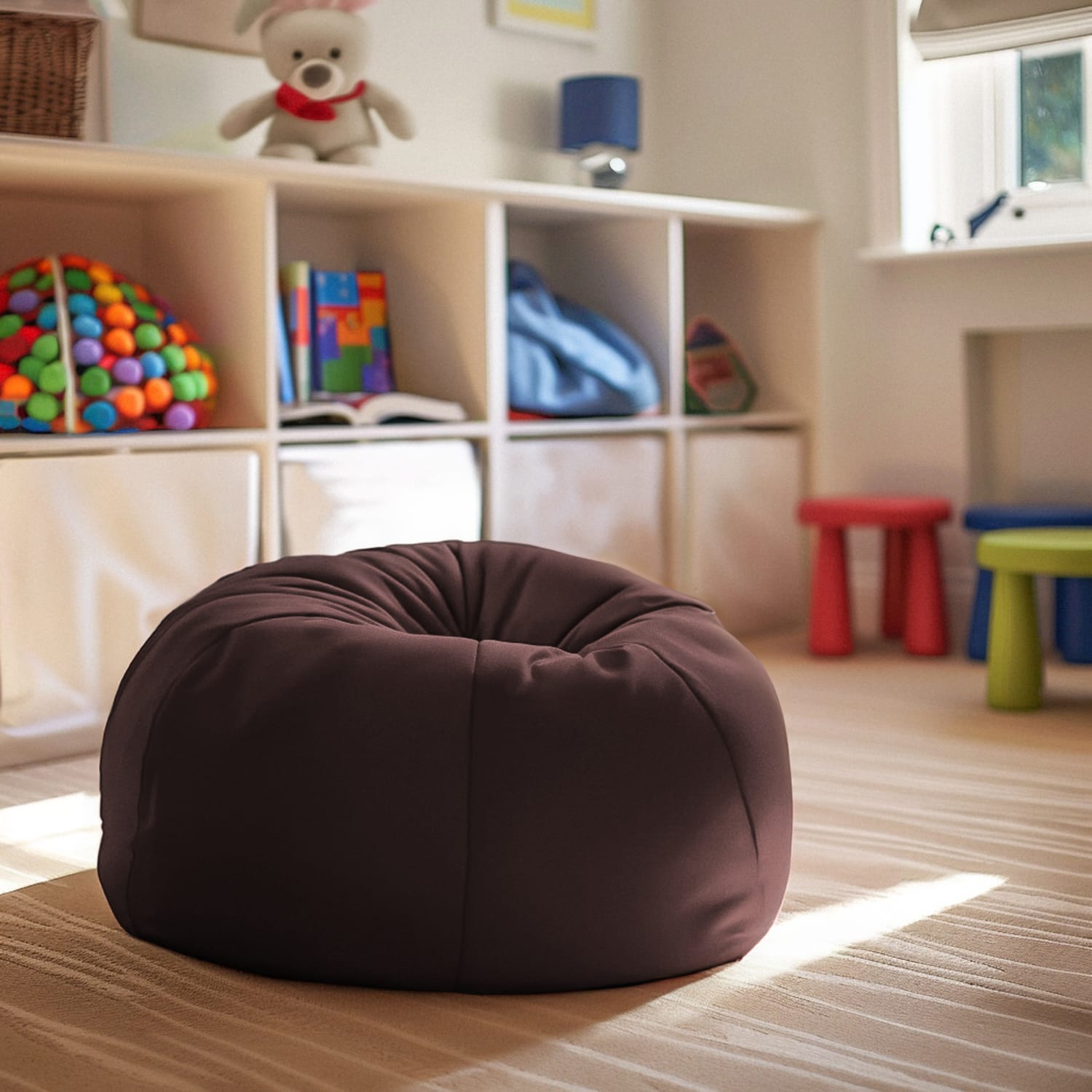 Flash Furniture Small Bean Bag Chair For Kids And Teens, Brown - Image 4