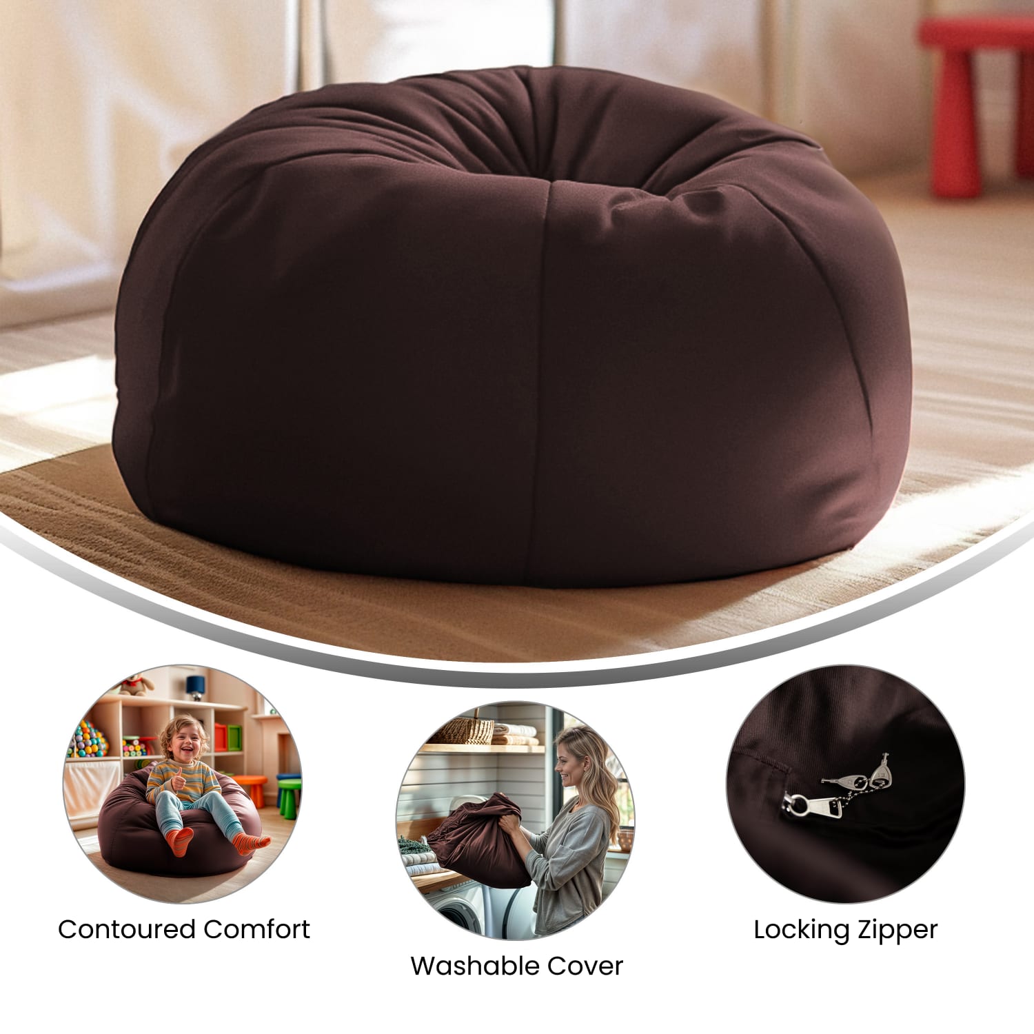 Flash Furniture Small Bean Bag Chair For Kids And Teens Brown PopularChairscom Flash Furniture Small Bean Bag Chair For Kids And Teens Brown PopularChairscom