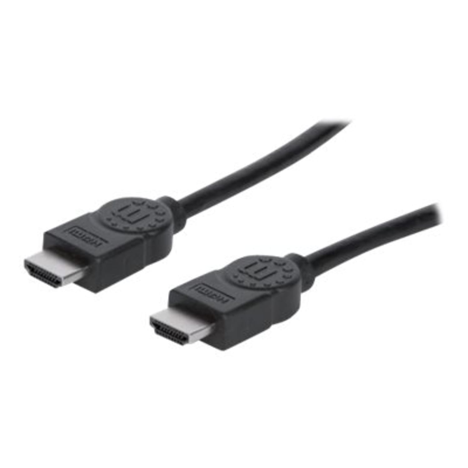 Manhattan HDMI Cable, 1080p@60Hz (High Speed), 10m, Male to Male, Black, Fully Shielded, Gold Plated Contacts, Lifetime Warranty, Polybag - High Speed - HDMI cable - HDMI male to HDMI male - 33 ft - double shielded - black - molded, 1080p support - Image 3