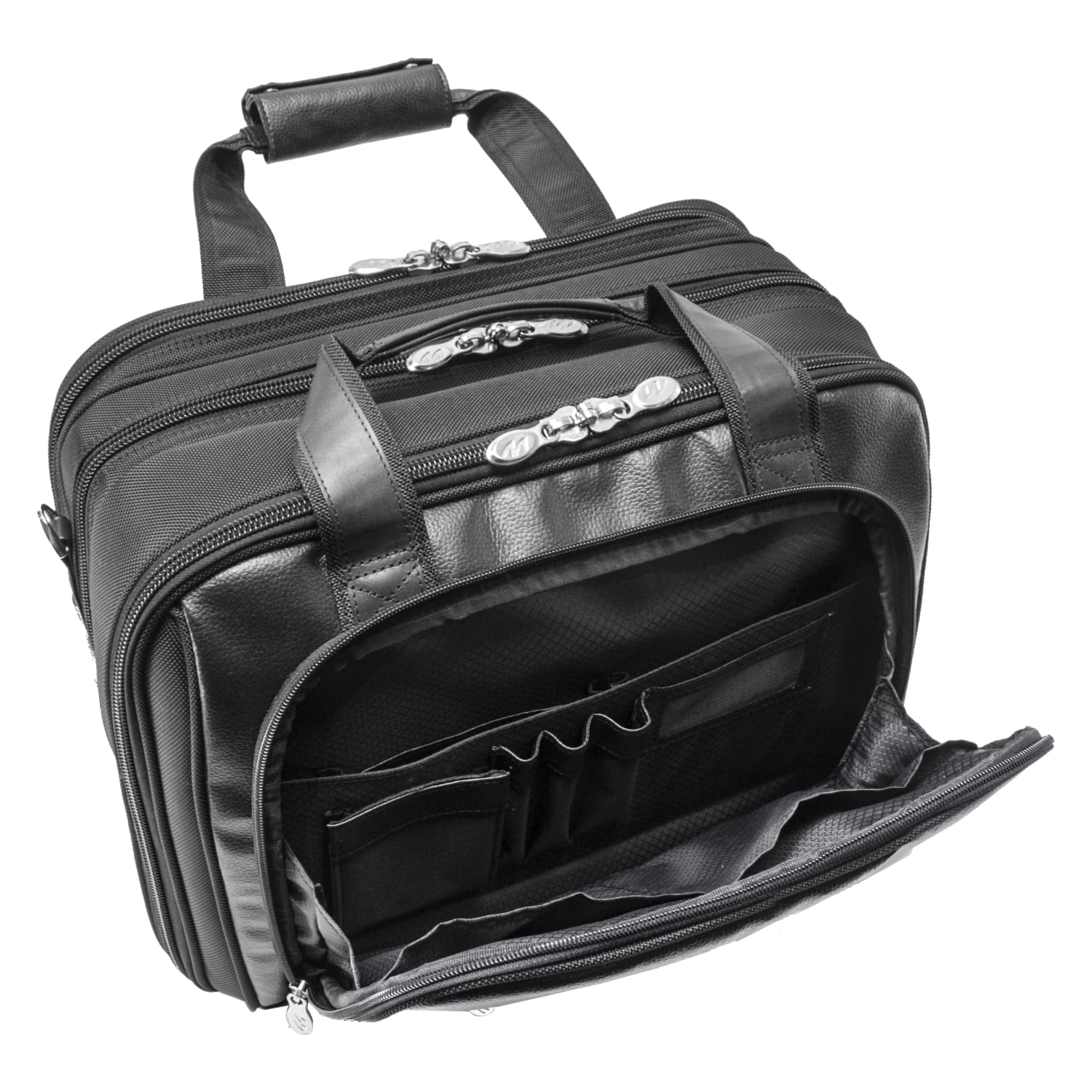 McKlein Chicago Wheeled Nylon Laptop Case With Removable Briefcase, Black - Image 5
