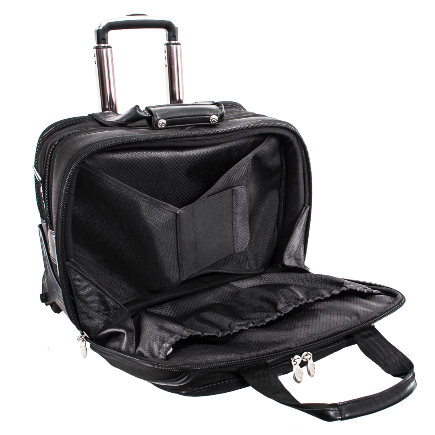 McKlein Chicago Wheeled Nylon Laptop Case With Removable Briefcase, Black - Image 6