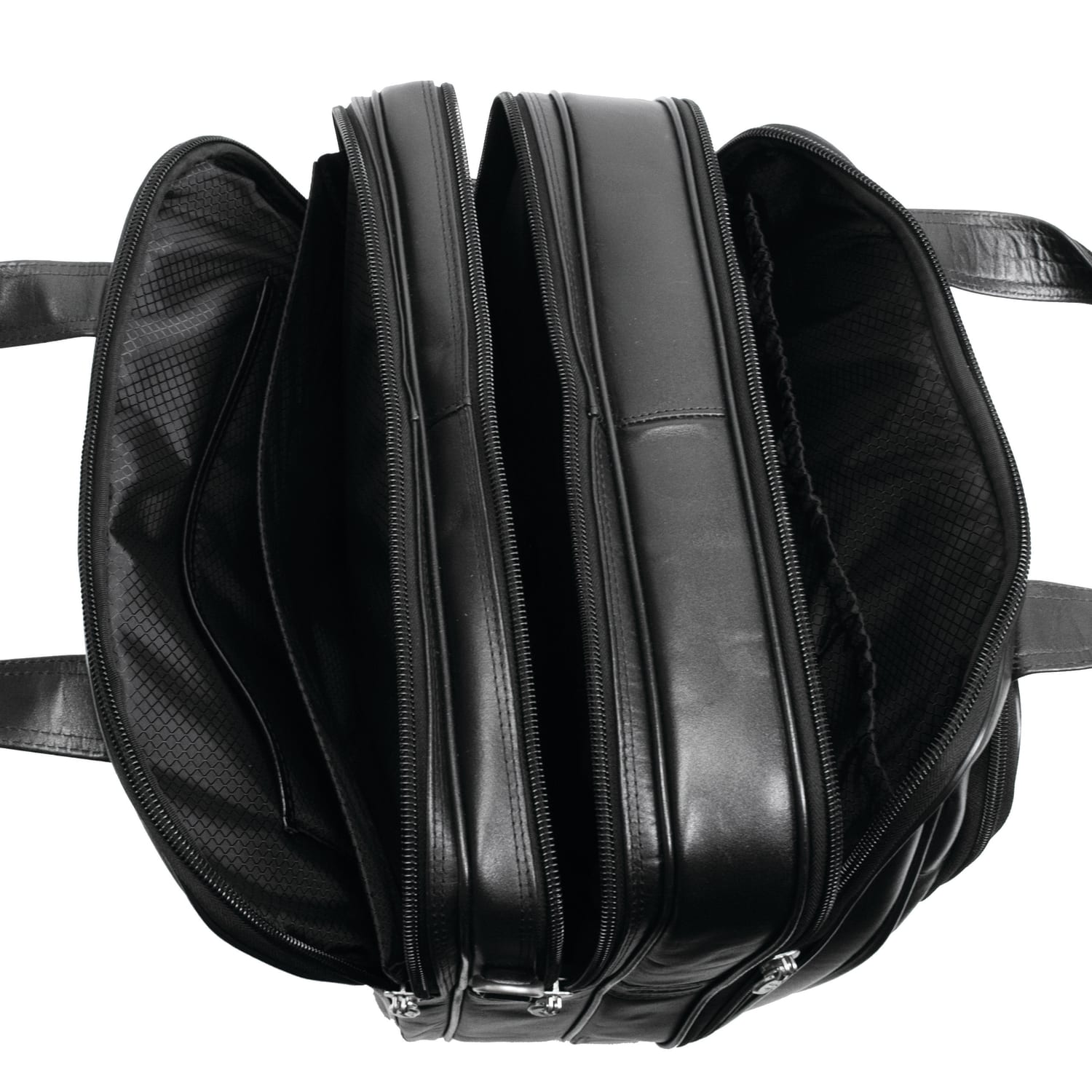 McKlein Chicago Wheeled Leather Laptop Case With Removable Briefcase, Black - Image 4