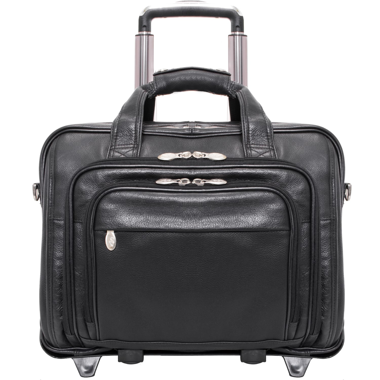 McKlein Gold Coast Detachable-Wheeled Leather Laptop Case, Black - Image 3