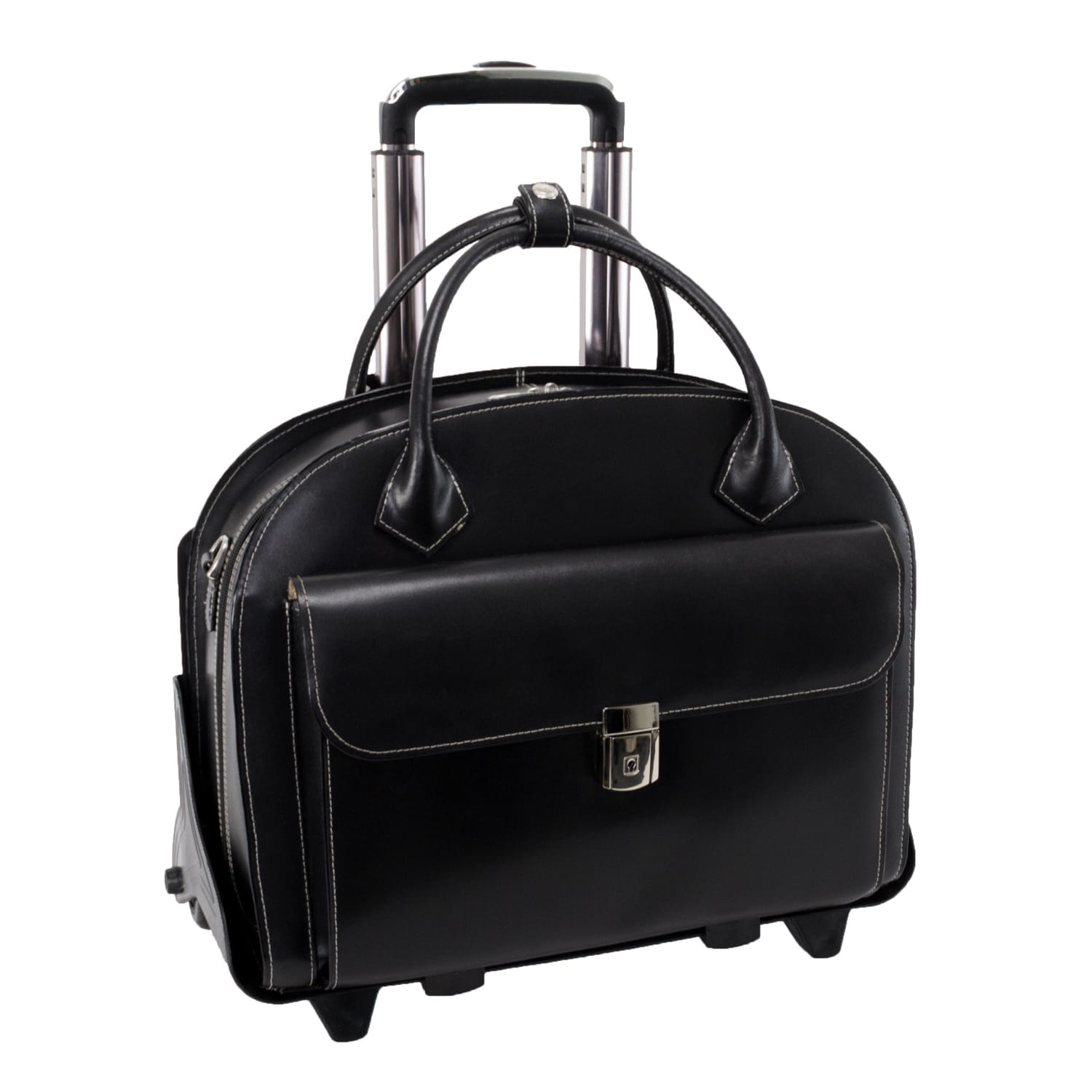 McKlein Glen Ellyn Italian Leather Briefcase With Front Key Lock, Black