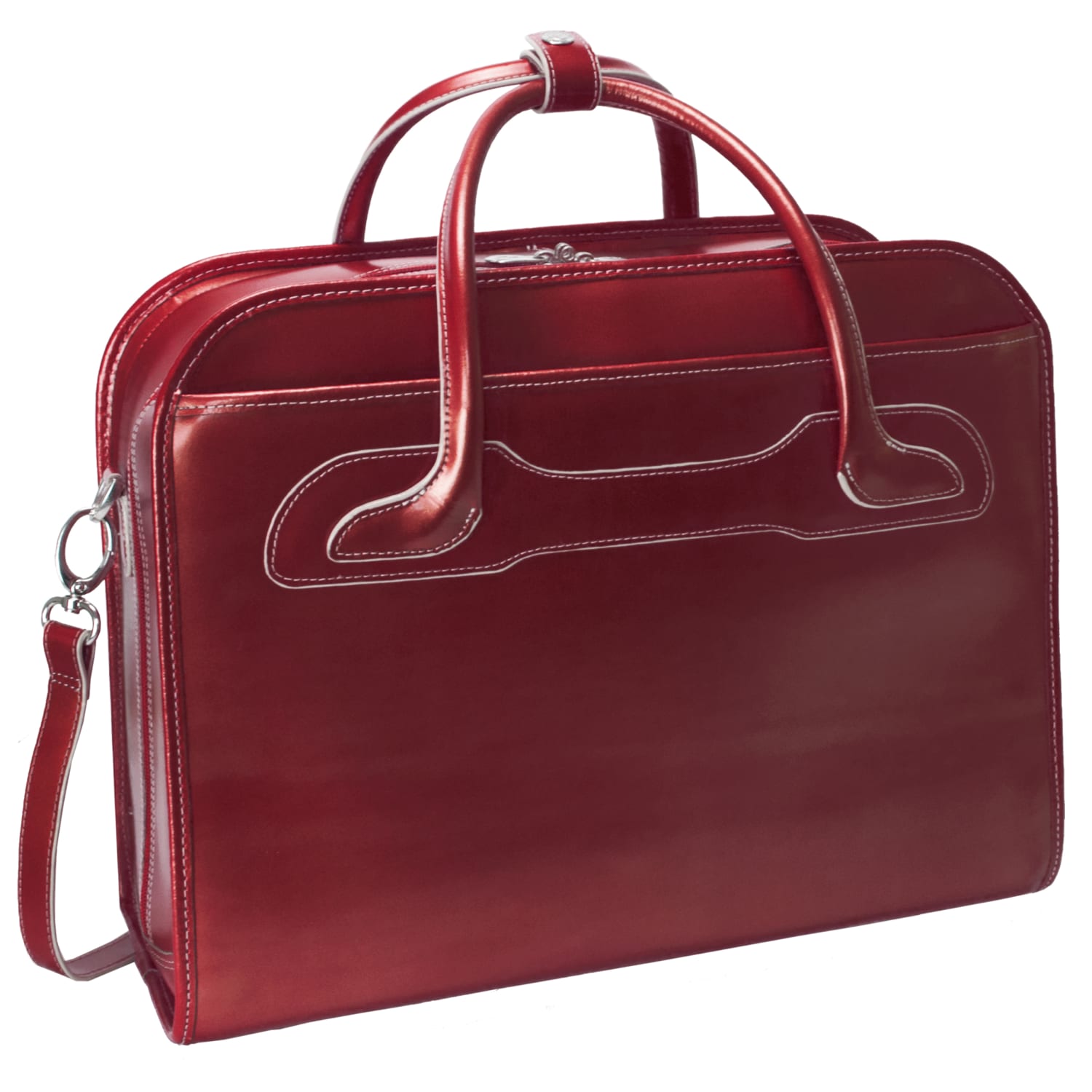 McKlein Willow Brook Leather Detachable-Wheeled Briefcase, Red - Image 3