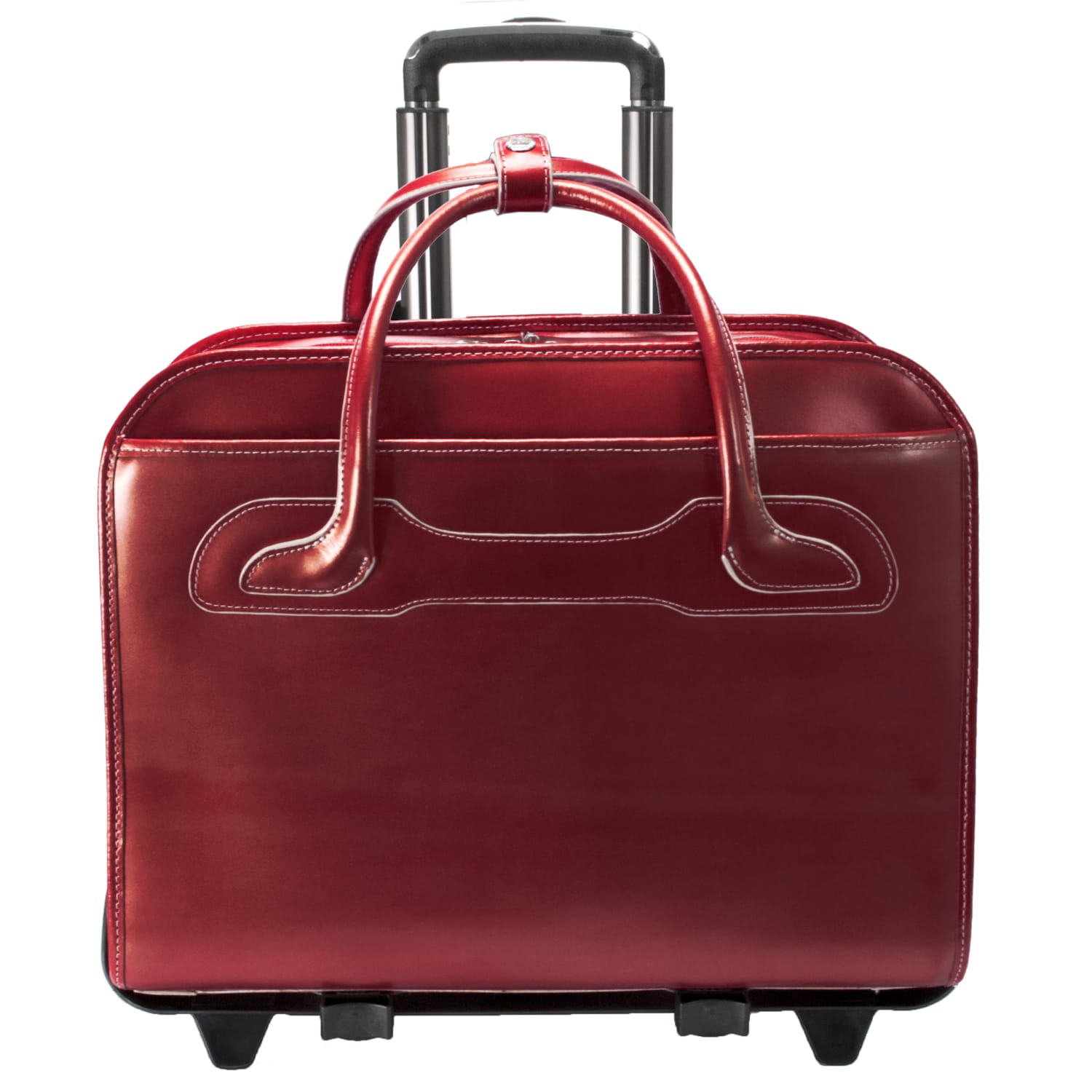 McKlein Willow Brook Leather Detachable-Wheeled Briefcase, Red - Image 4