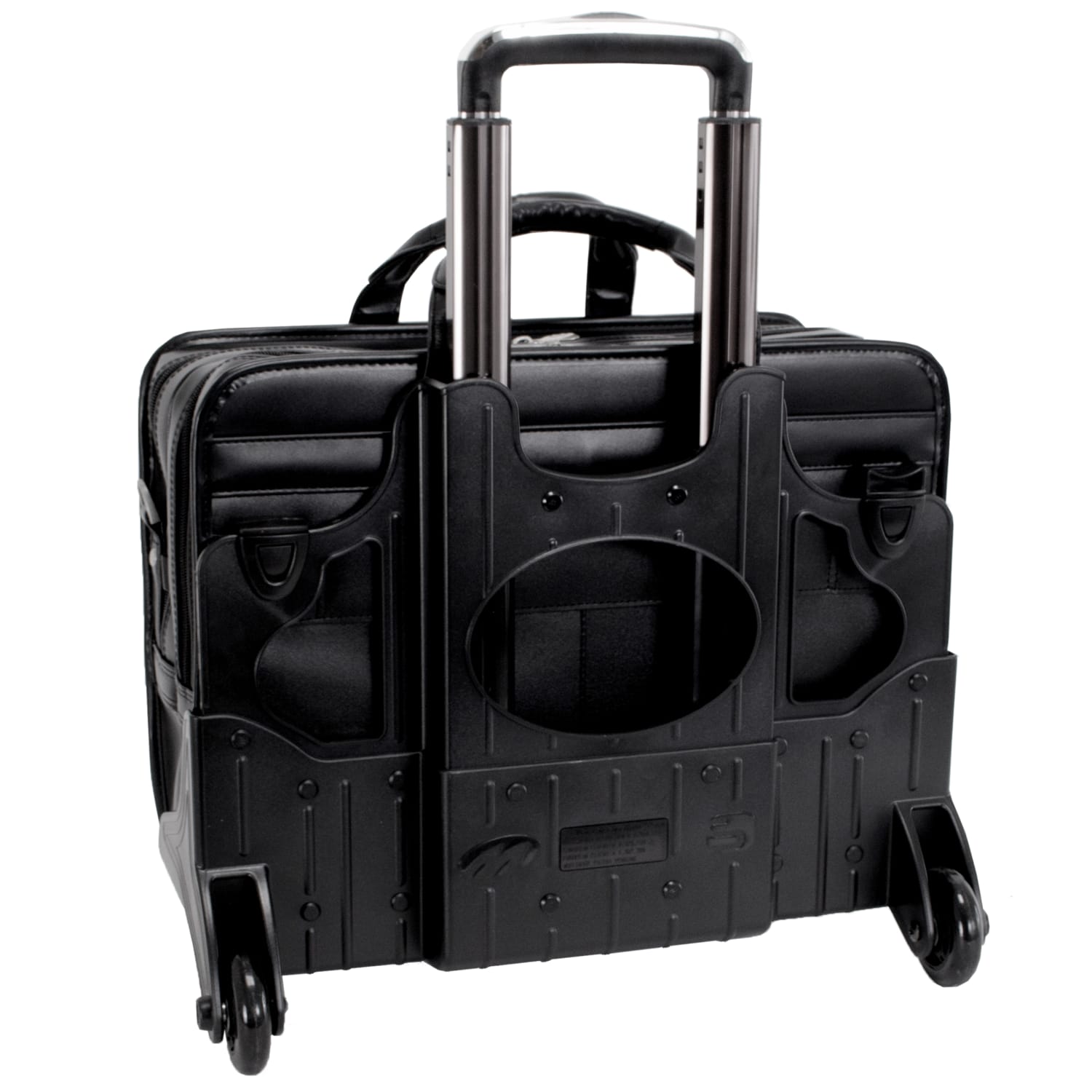 McKlein Clinton Detachable-Wheeled Leather Laptop Case, Black - Image 5