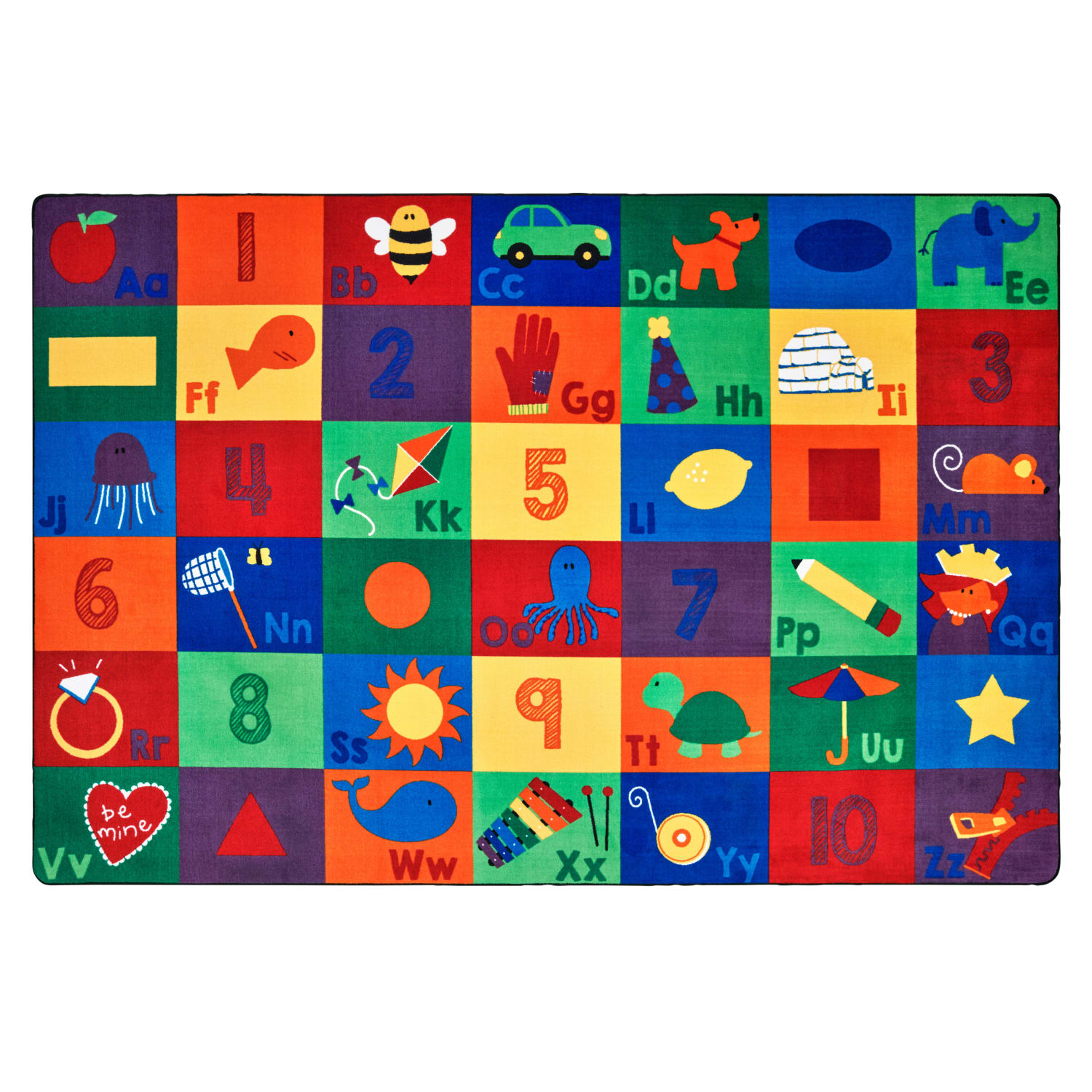 Carpets for Kids Premium Collection Sequential Seating Literacy ABC Rug, 8ft x 12, Multicolor