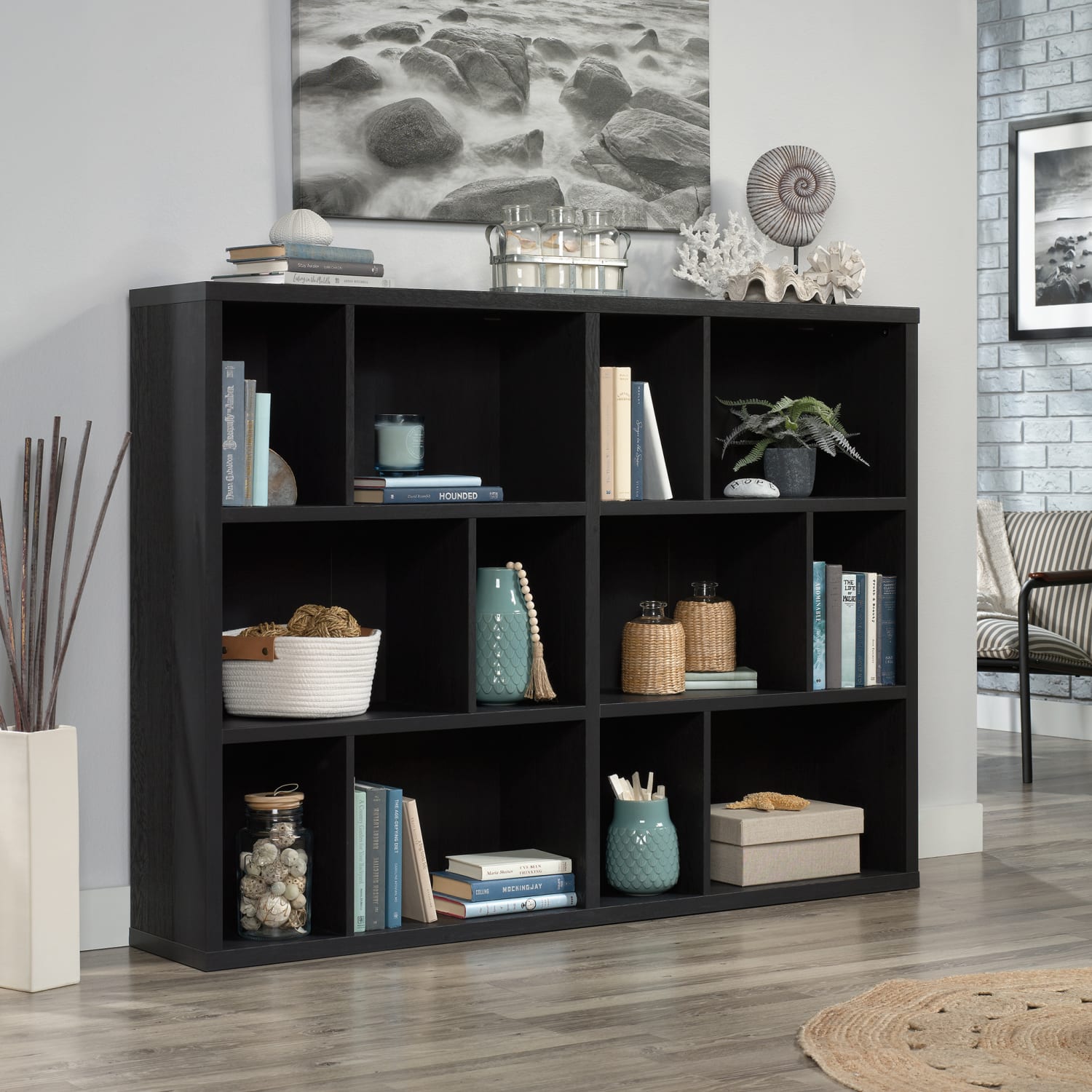 Sauder Select 45inH 12-Cube Bookcase, Raven Oak - Image 4