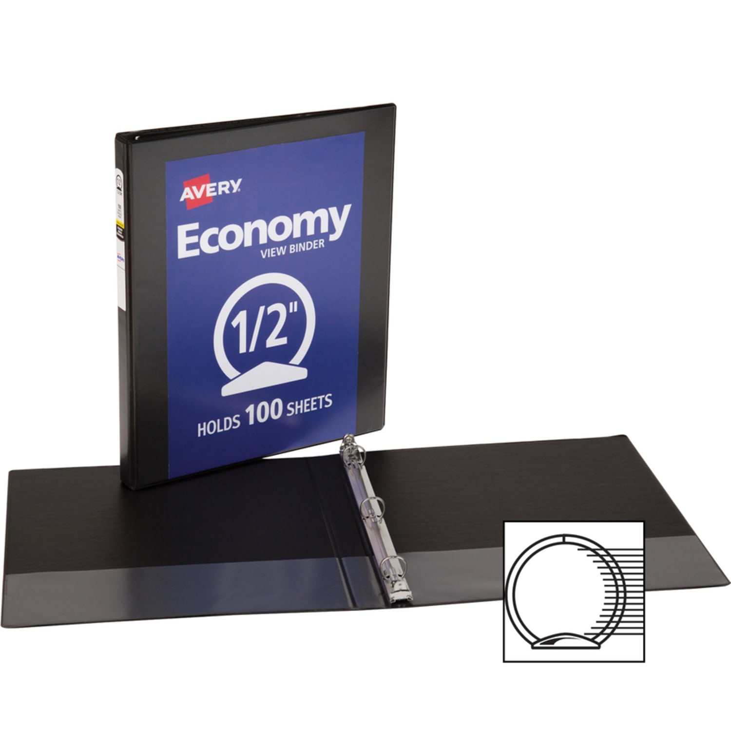 Avery Economy View Binder, 1/2in Ring, 8 1/2in x 11in, Black, Pack Of 4 - Image 4