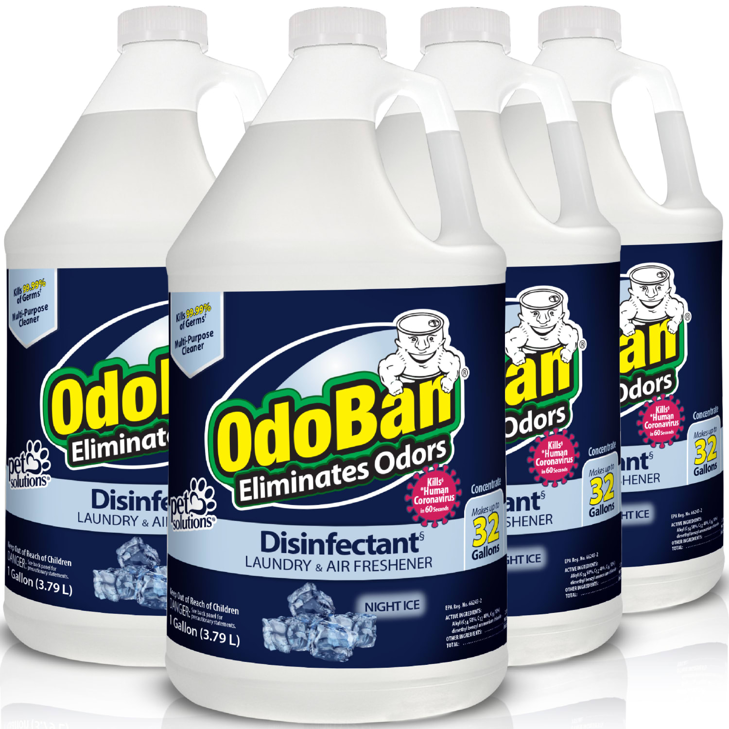 OdoBan Odor Eliminator Disinfectant Concentrate Bottles, Night Ice Scent, 128 Oz, Clear, Case Of 4 Bottles - Image 3