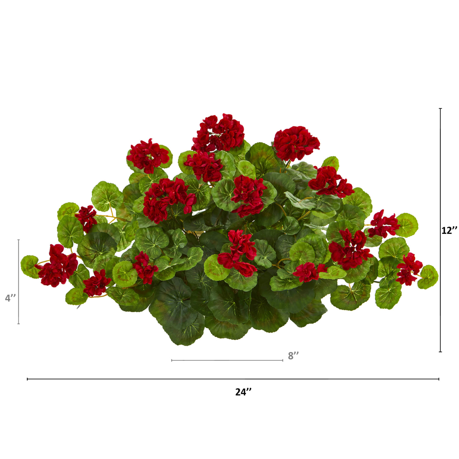Nearly Natural Geranium Ledge 12inH Artificial Plant, 12inH x 24inW x 8inD, Red/Green - Image 3