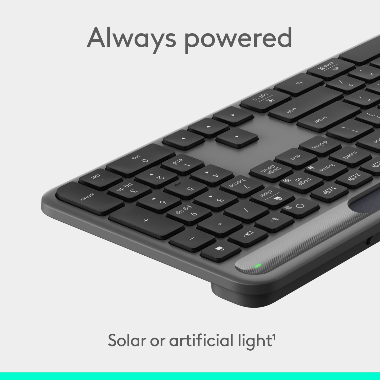 Logitech Signature Slim Solar+ Wireless Keyboard, Bluetooth, Graphite, 920013755 - Image 3