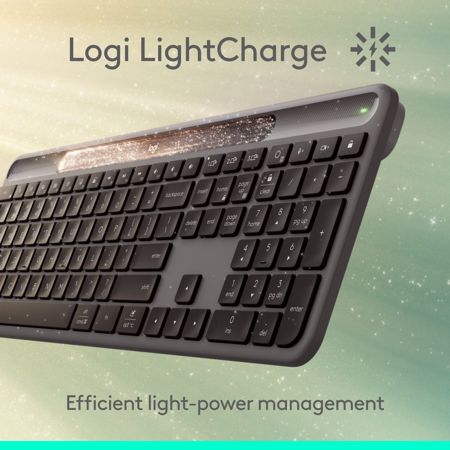 Logitech Signature Slim Solar+ Wireless Keyboard, Bluetooth, Graphite, 920013755 - Image 4