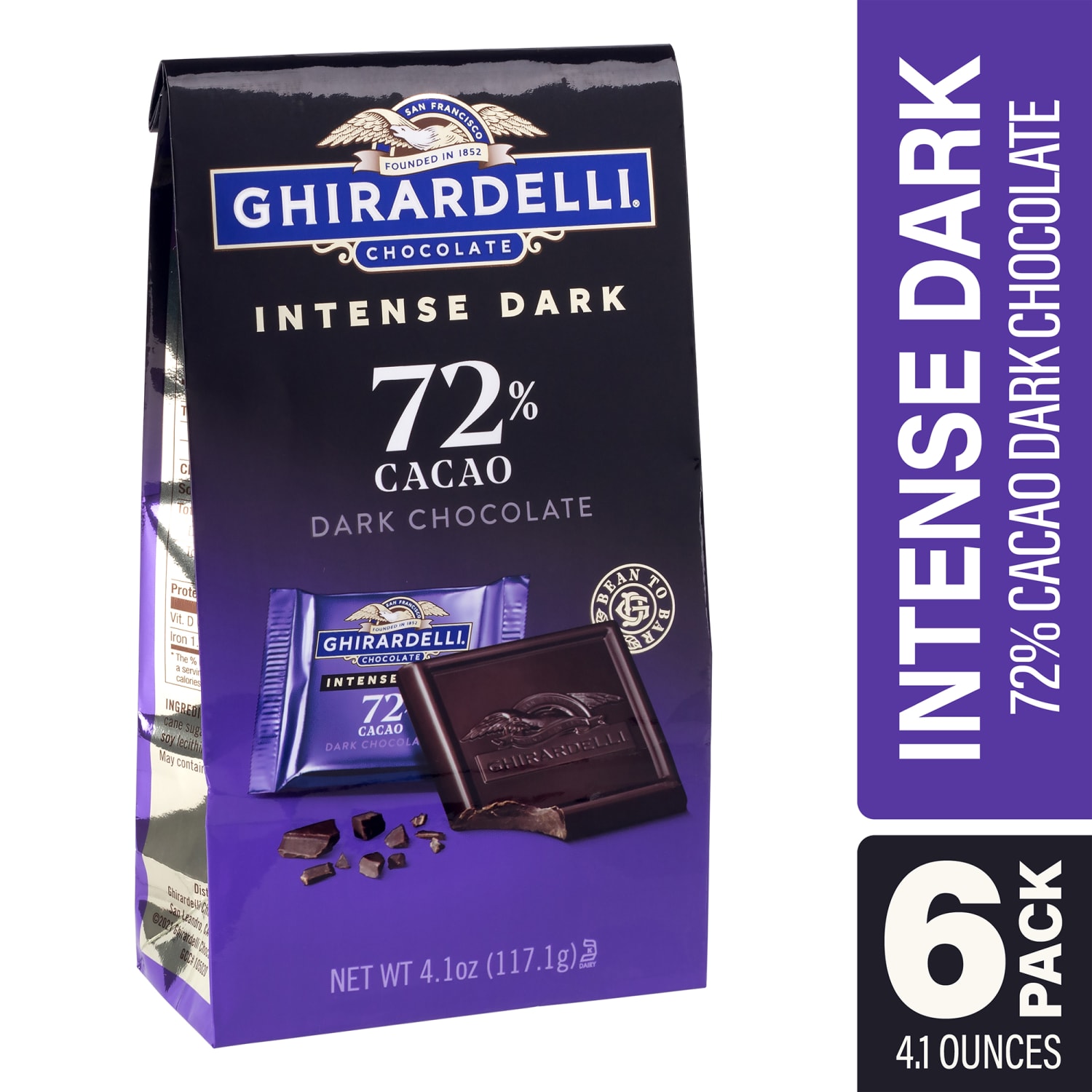 Ghirardelli Dark Chocolate 72% Intense Dark Squares, 4.1 Oz, Total Qty 6 - Image 3
