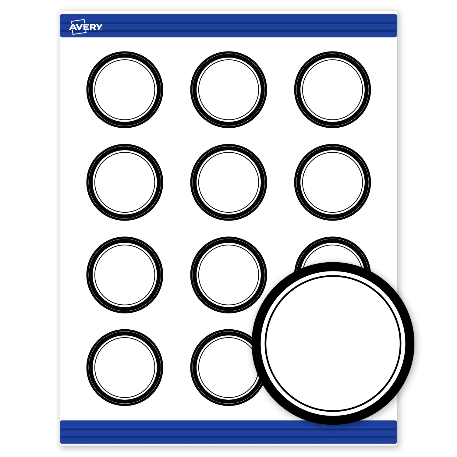 Avery Printable Round Cards With Sure Feed Technology, 2in, Matte White With Preprinted Black Border Design, Pack Of 120 - Image 3