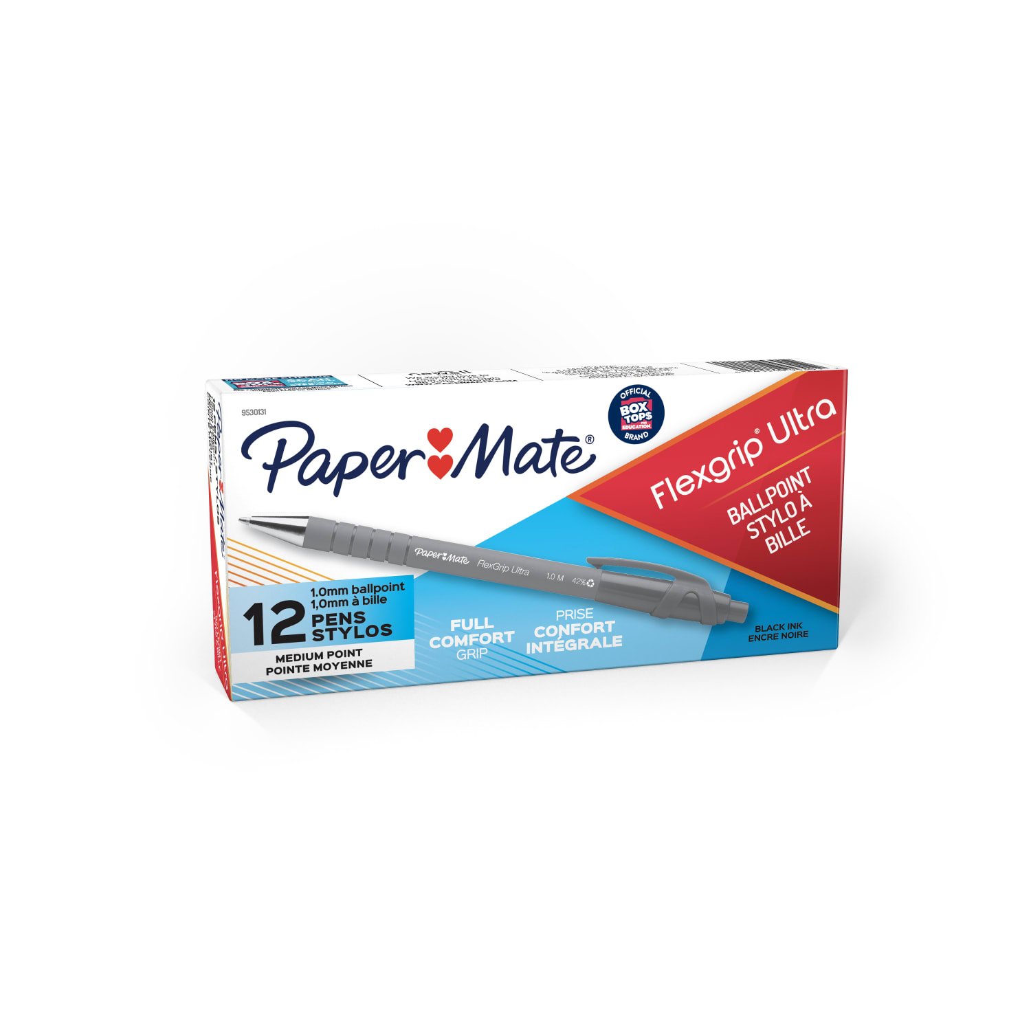 Paper Mate FlexGrip Ultra 42% Recycled Retractable Pens, Medium Point, 1.0 mm, Gray Barrel, Black Ink, Pack Of 12 - Image 3