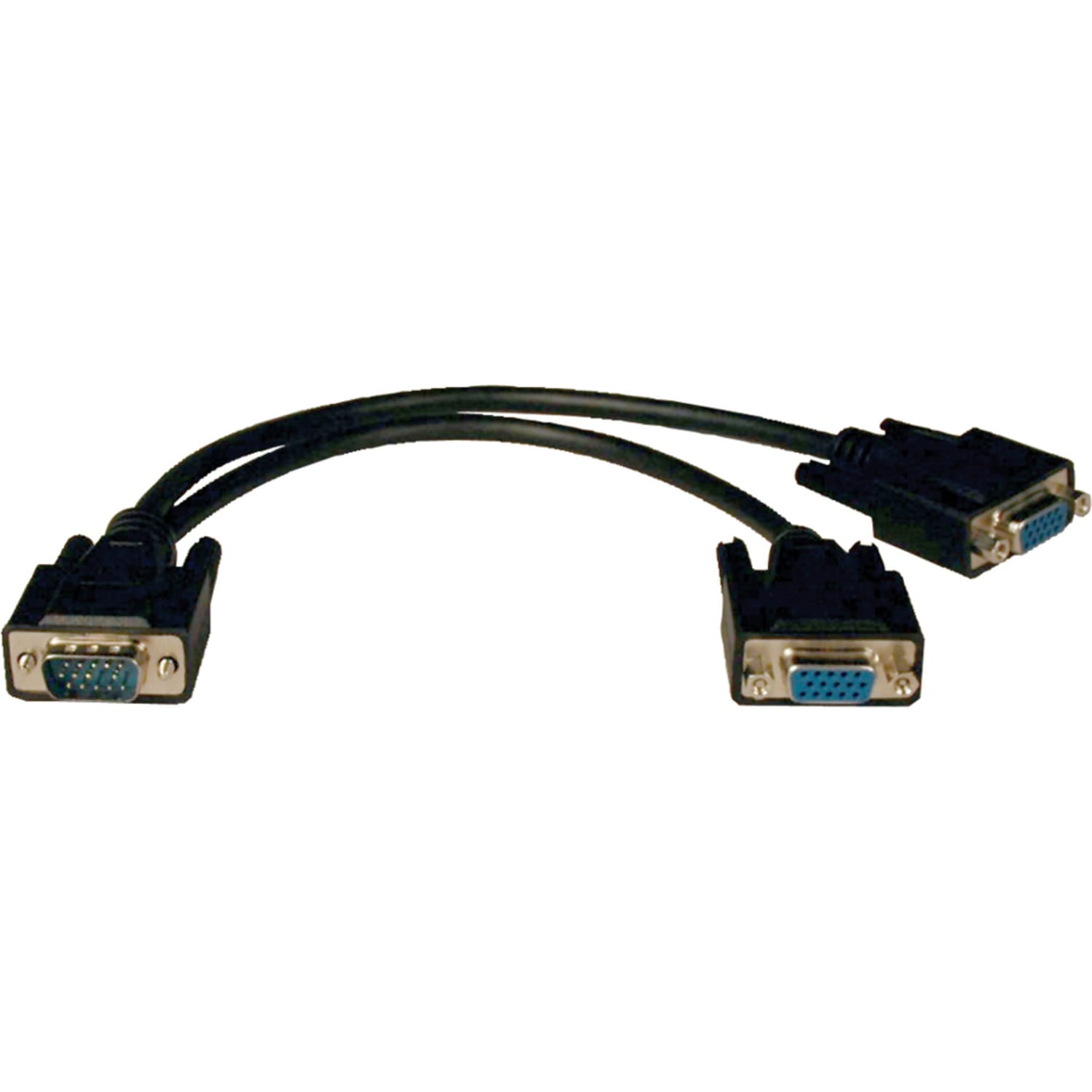 Eaton Tripp Lite Series 1ft VGA Monitor Y Splitter Cable HD15 M/2xF 1ft - VGA splitter - HD-15 (VGA) (F) to HD-15 (VGA) (M) - 1 ft - molded - gray
