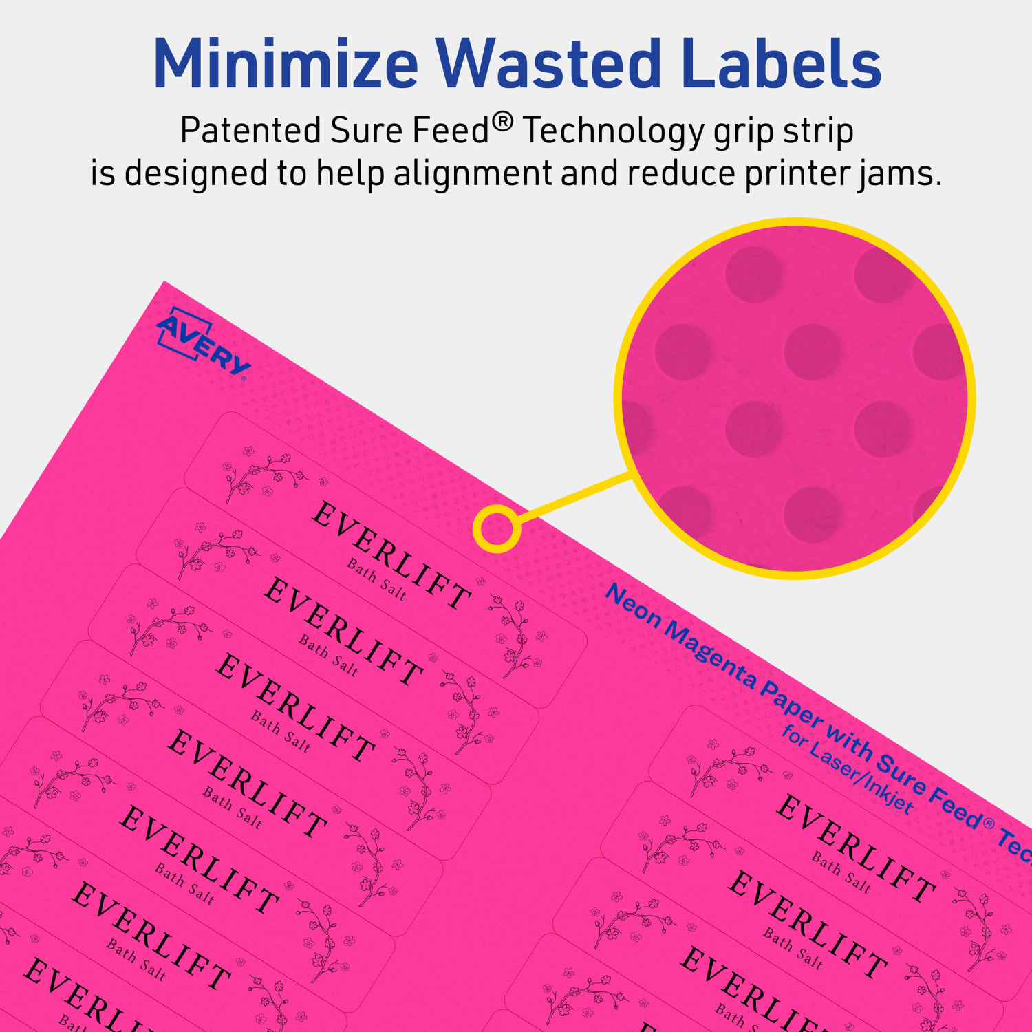Avery Printable Labels With Sure Feed Technology, 94214-NMP40, Rectangle, 5/8in x 3in, Matte Neon Magenta, Pack of 1280 - Image 5