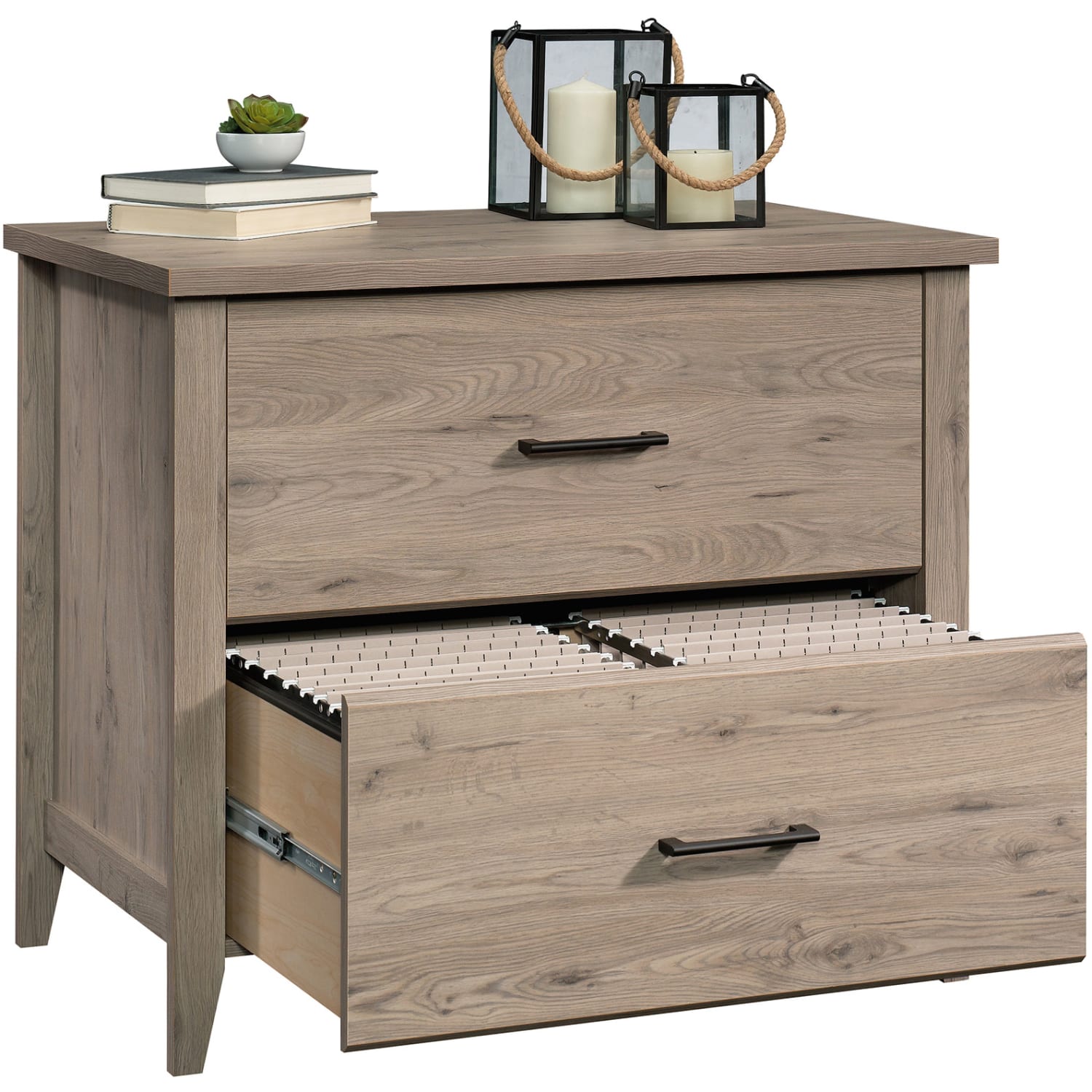 Sauder Summit Station 34inW x 21inD Lateral 2-Drawer File Cabinet, Laurel Oak - Image 4