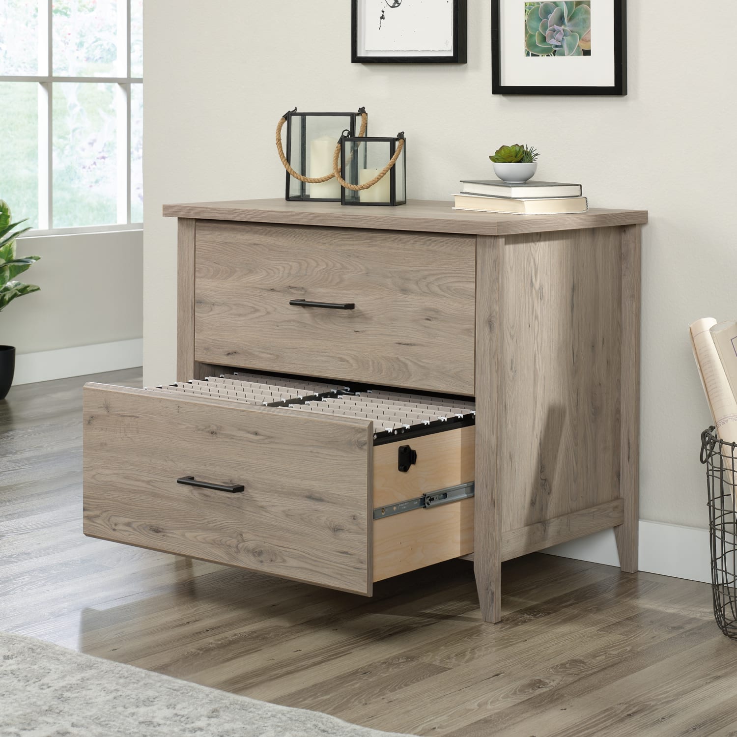 Sauder Summit Station 34inW x 21inD Lateral 2-Drawer File Cabinet, Laurel Oak - Image 6