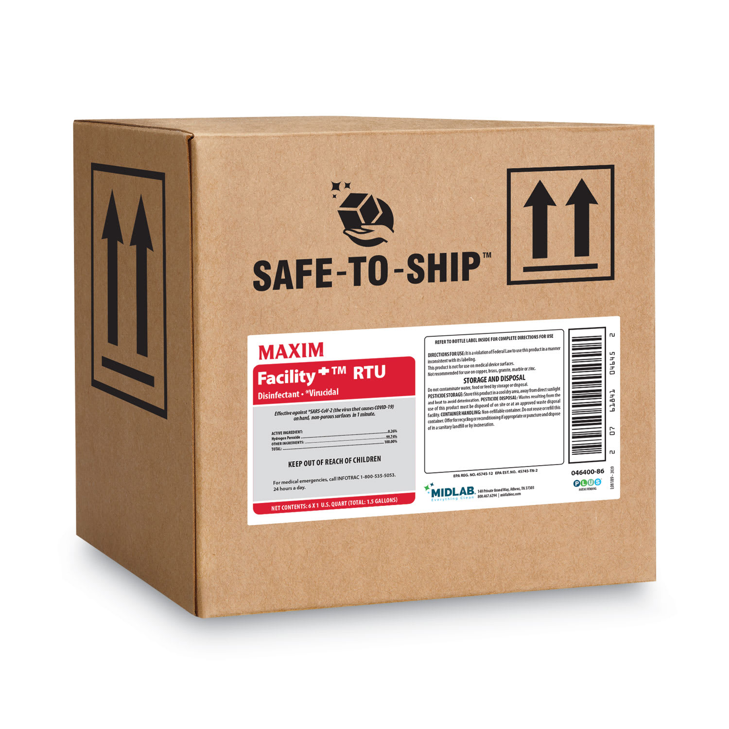 Maxim Facility+ RTU Disinfectant, Safe-to-Ship, Unscented, 32 oz, 6/Carton - Image 4
