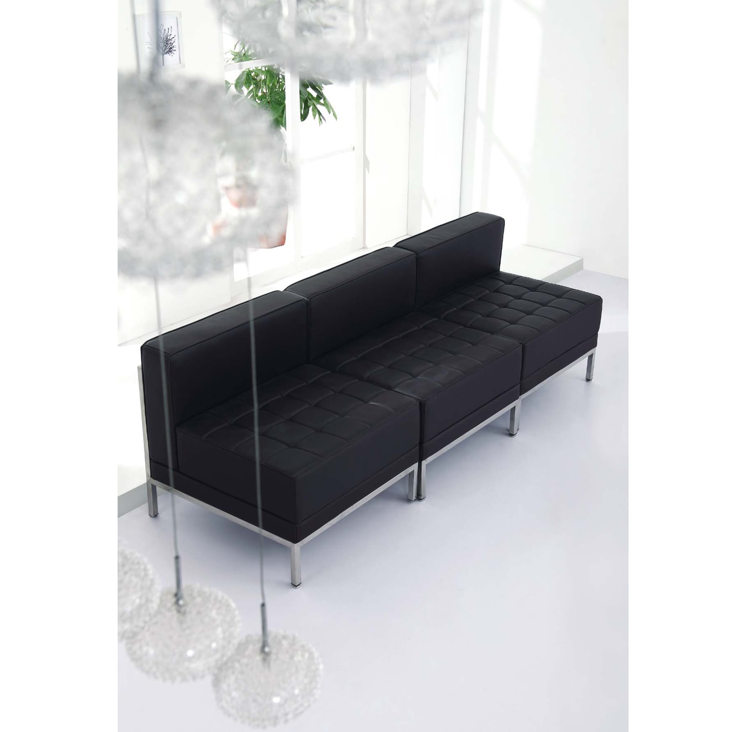 Flash Furniture HERCULES Imagination Series Contemporary LeatherSoft Middle Chair, Black - Image 3