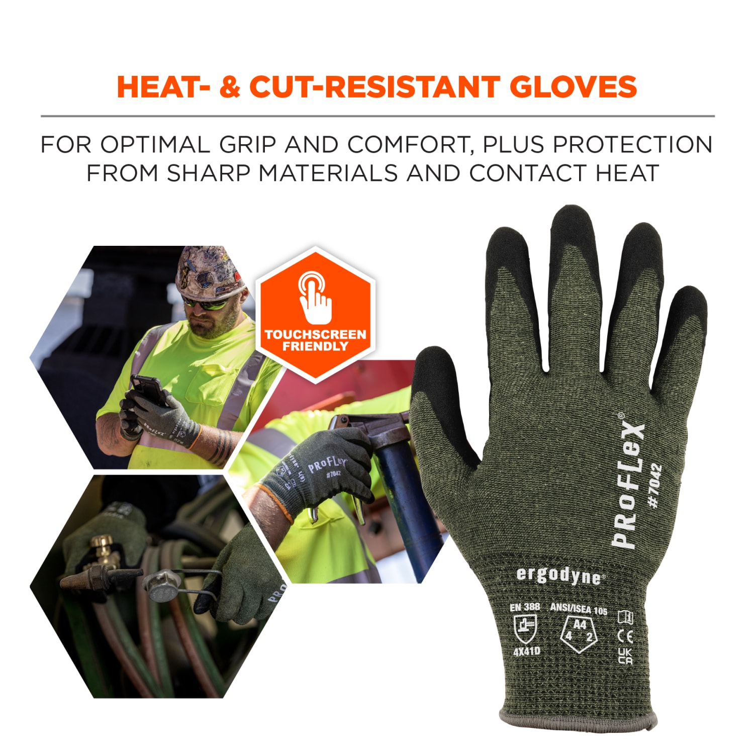 Ergodyne Proflex 7042 Nitrile-Coated Cut-Resistant Gloves, Green, X-Large - Image 3
